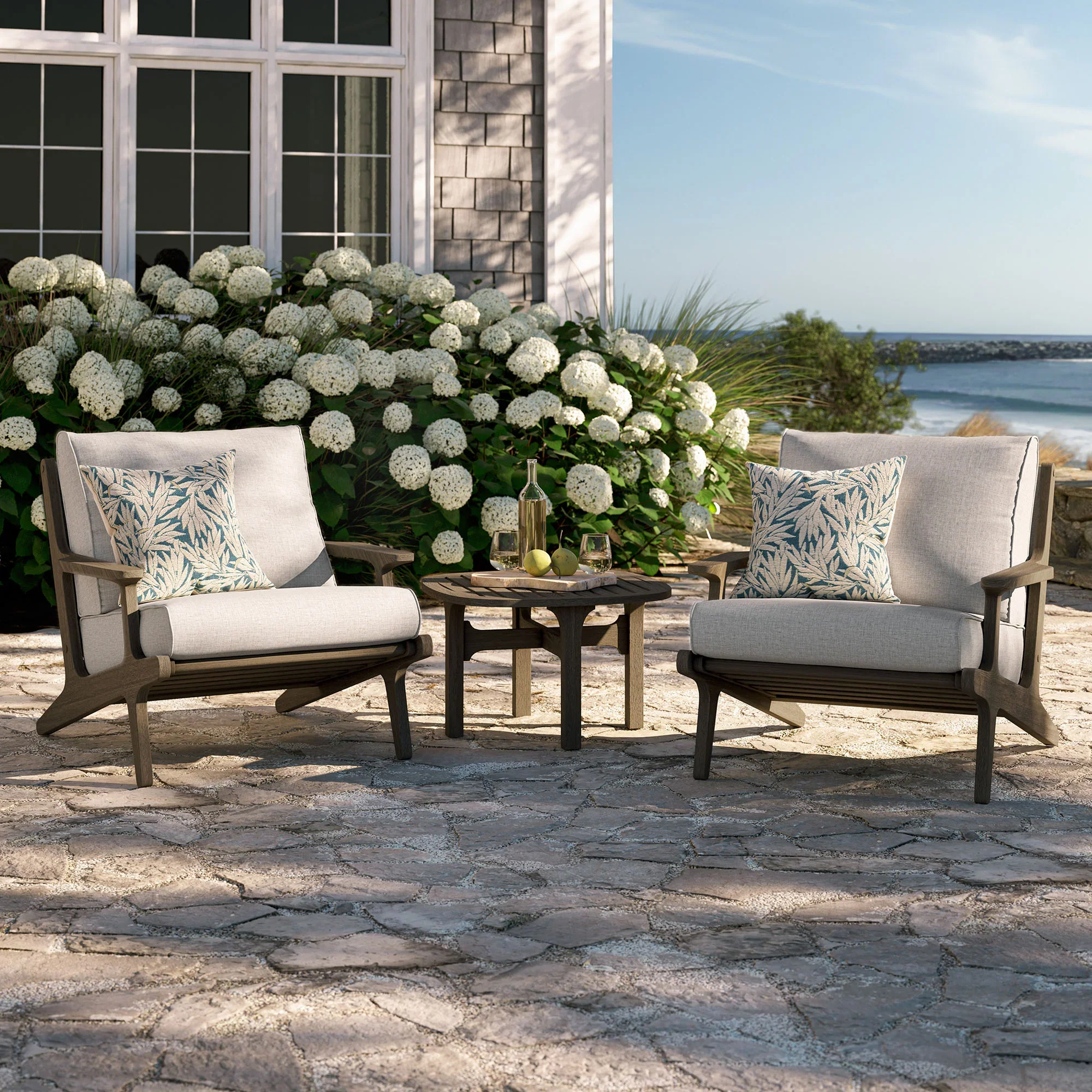 Saratoga 3-Piece Outdoor Teak Wood Furniture Set with Lounge Chairs and Side Table - Image 9