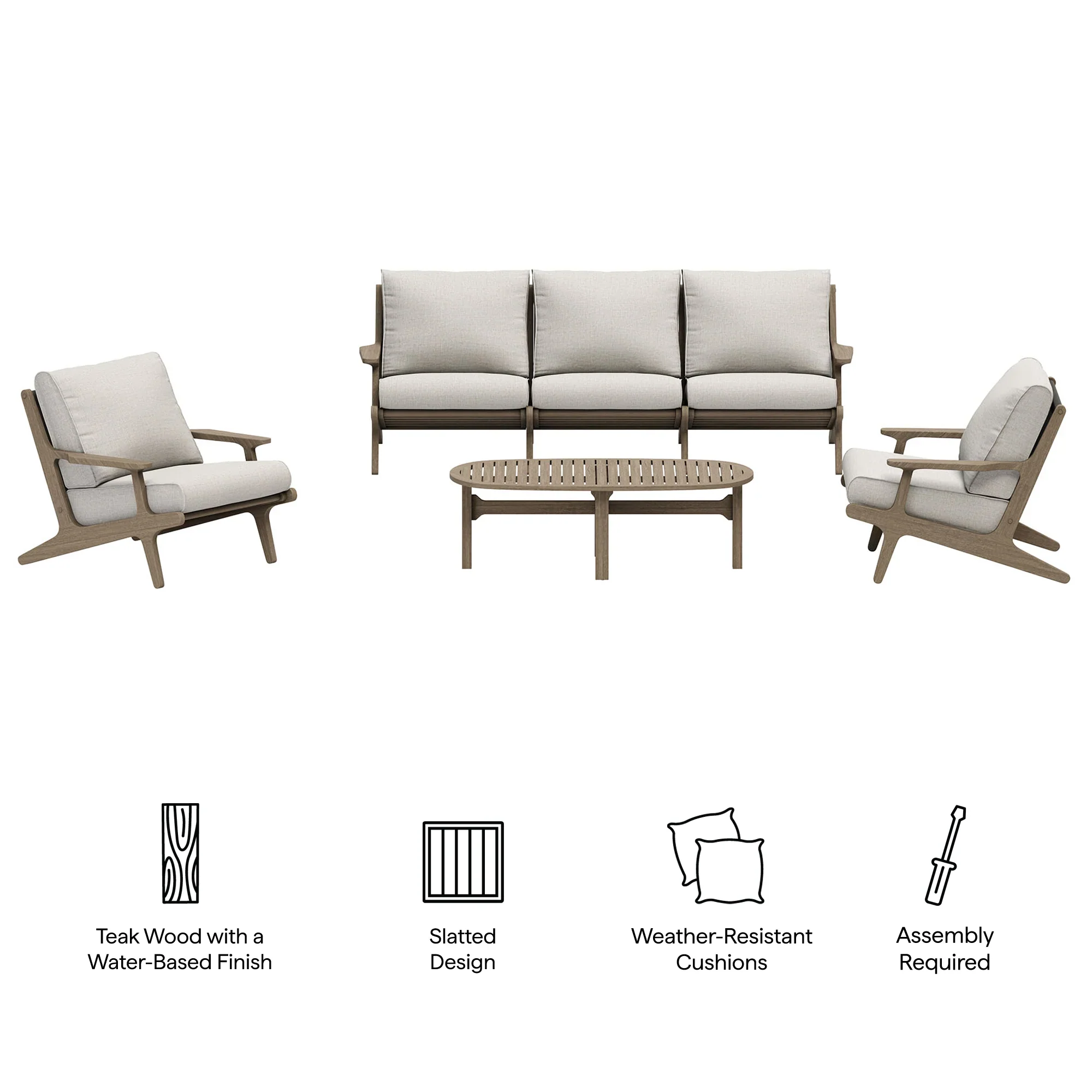 Saratoga 4-Piece Outdoor Teak Wood Furniture Set - Image 19