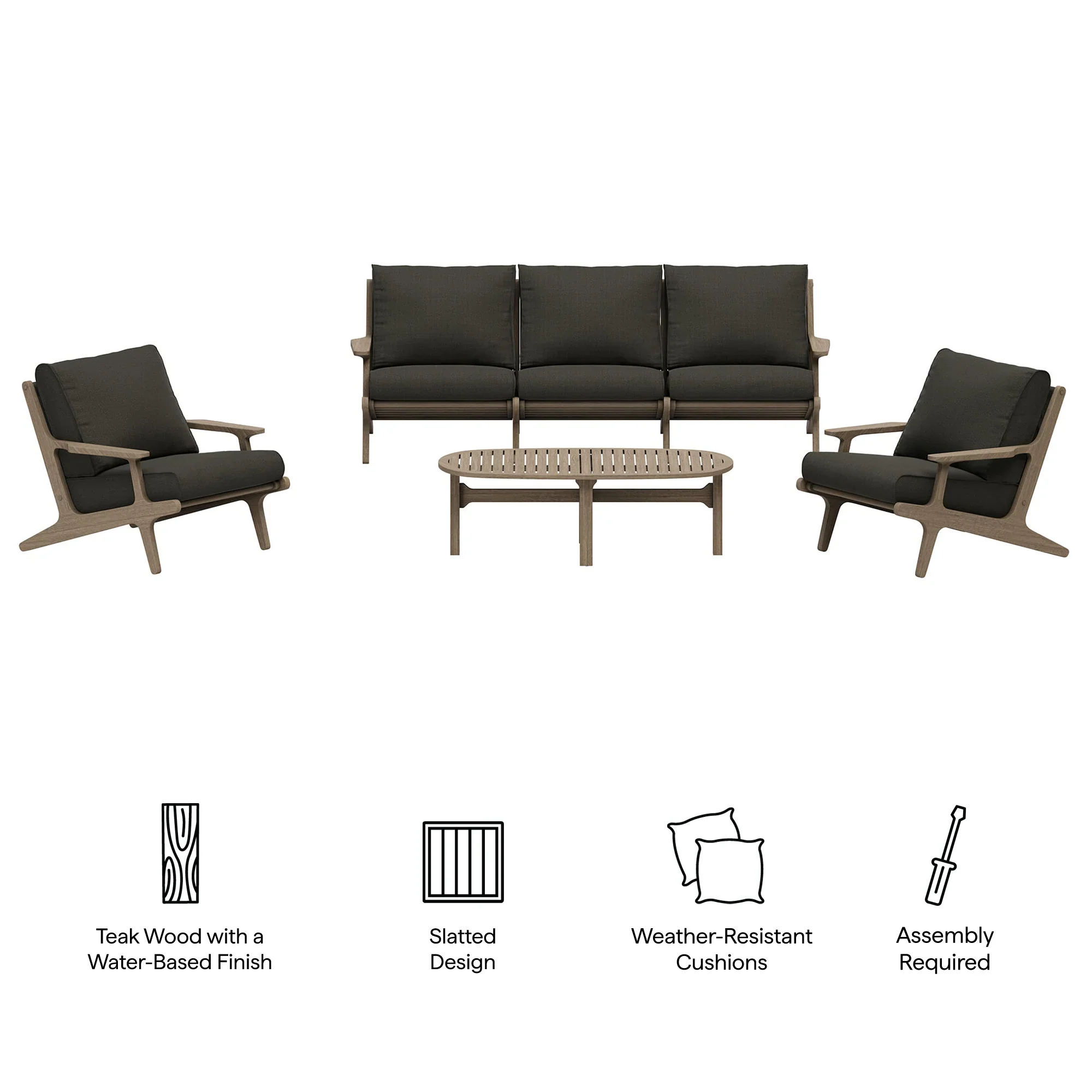Saratoga 4-Piece Outdoor Teak Wood Furniture Set - Image 30