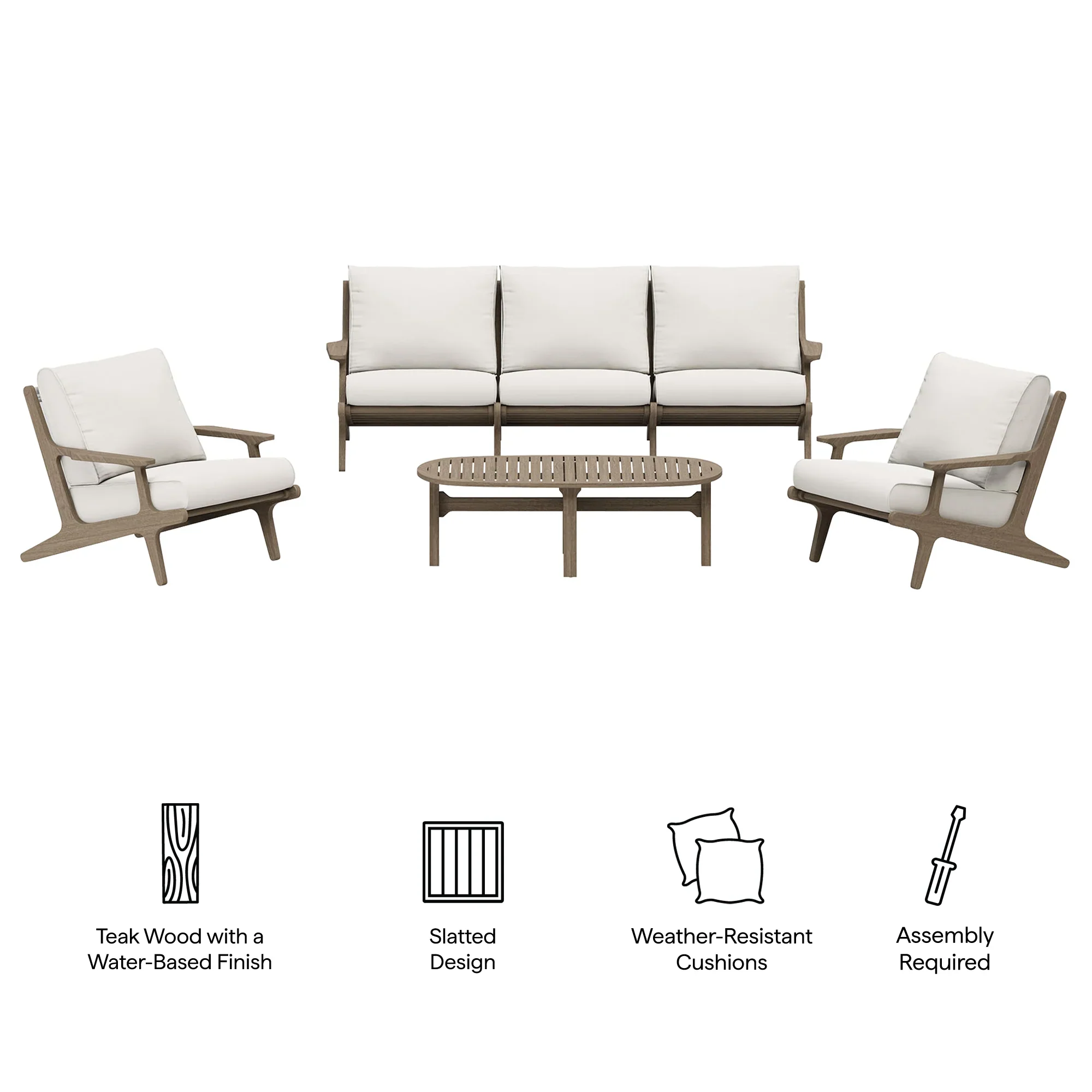 Saratoga 4-Piece Outdoor Teak Wood Furniture Set - Image 4