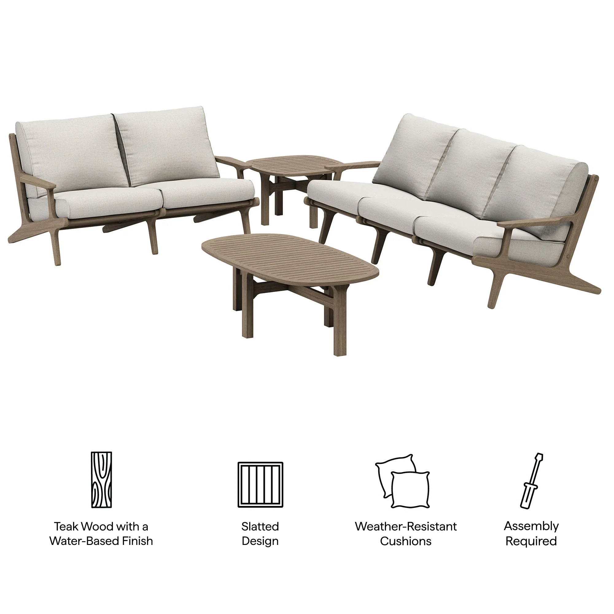 Saratoga 4-Piece Outdoor Teak Wood Furniture Set - Image 14