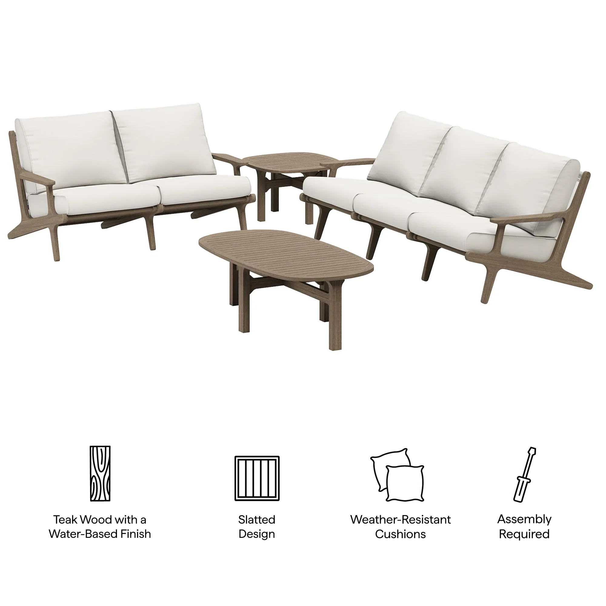 Saratoga 4-Piece Outdoor Teak Wood Furniture Set - Image 4