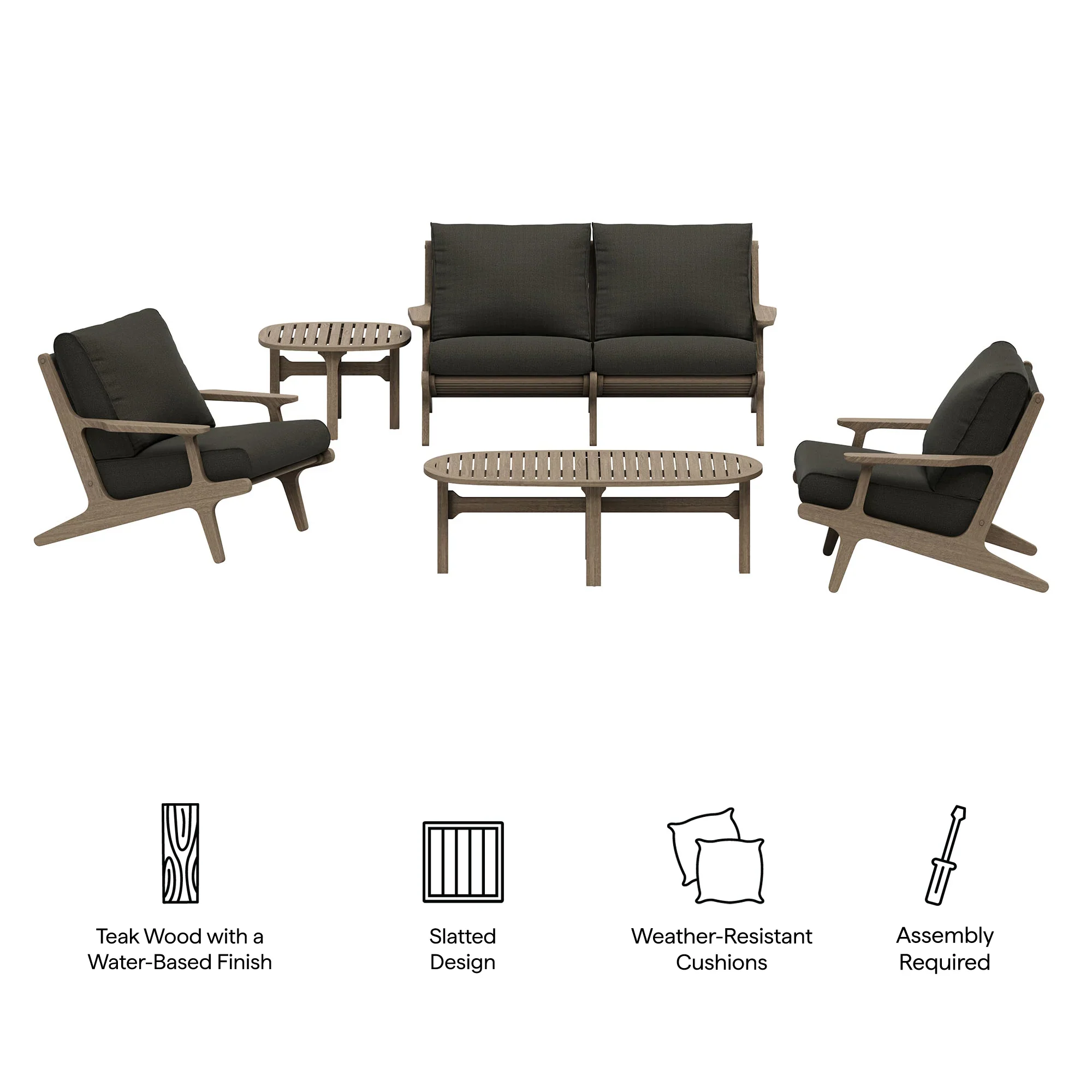 Saratoga 5-Piece Outdoor Teak Wood Furniture Set - Image 25