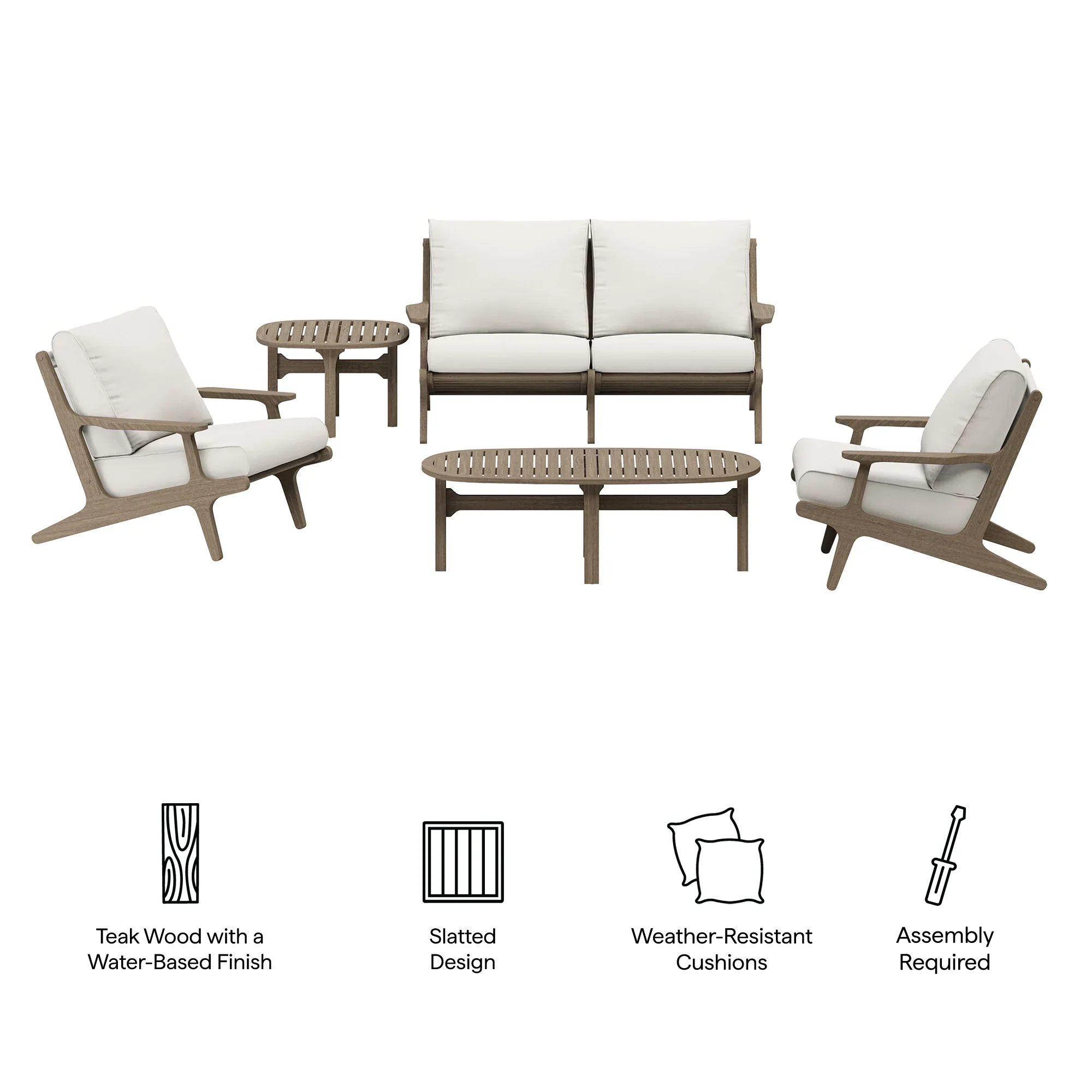 Saratoga 5-Piece Outdoor Teak Wood Furniture Set - Image 4