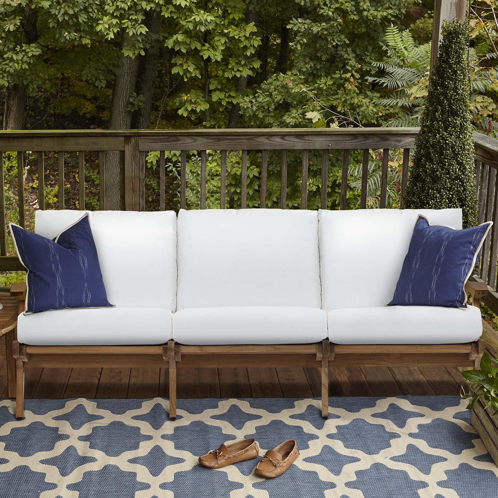 Saratoga Outdoor Patio Premium Grade A Teak Wood Sofa in Natural White - Image 2