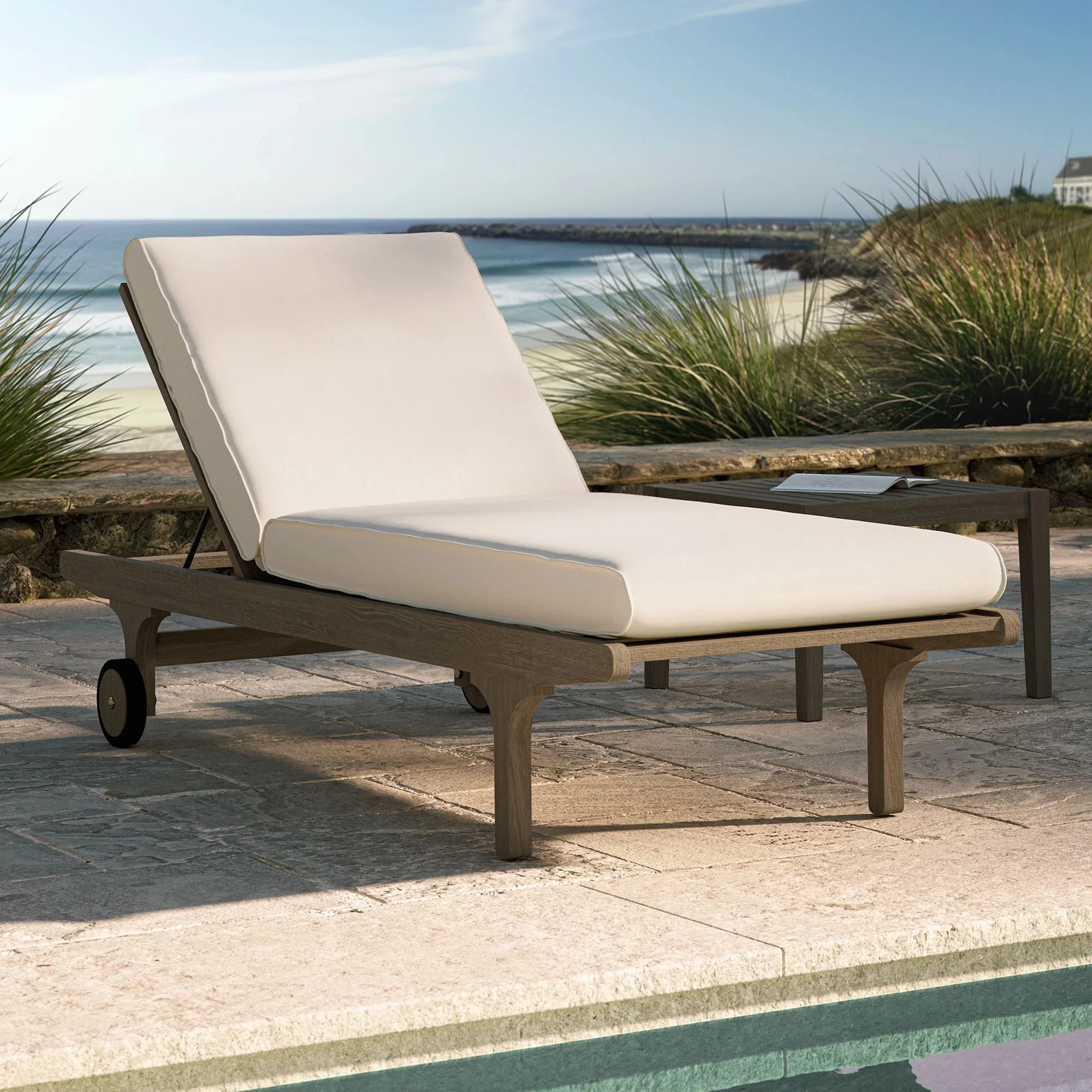 Saratoga Outdoor Teak Chaise Lounge Chair - Image 2