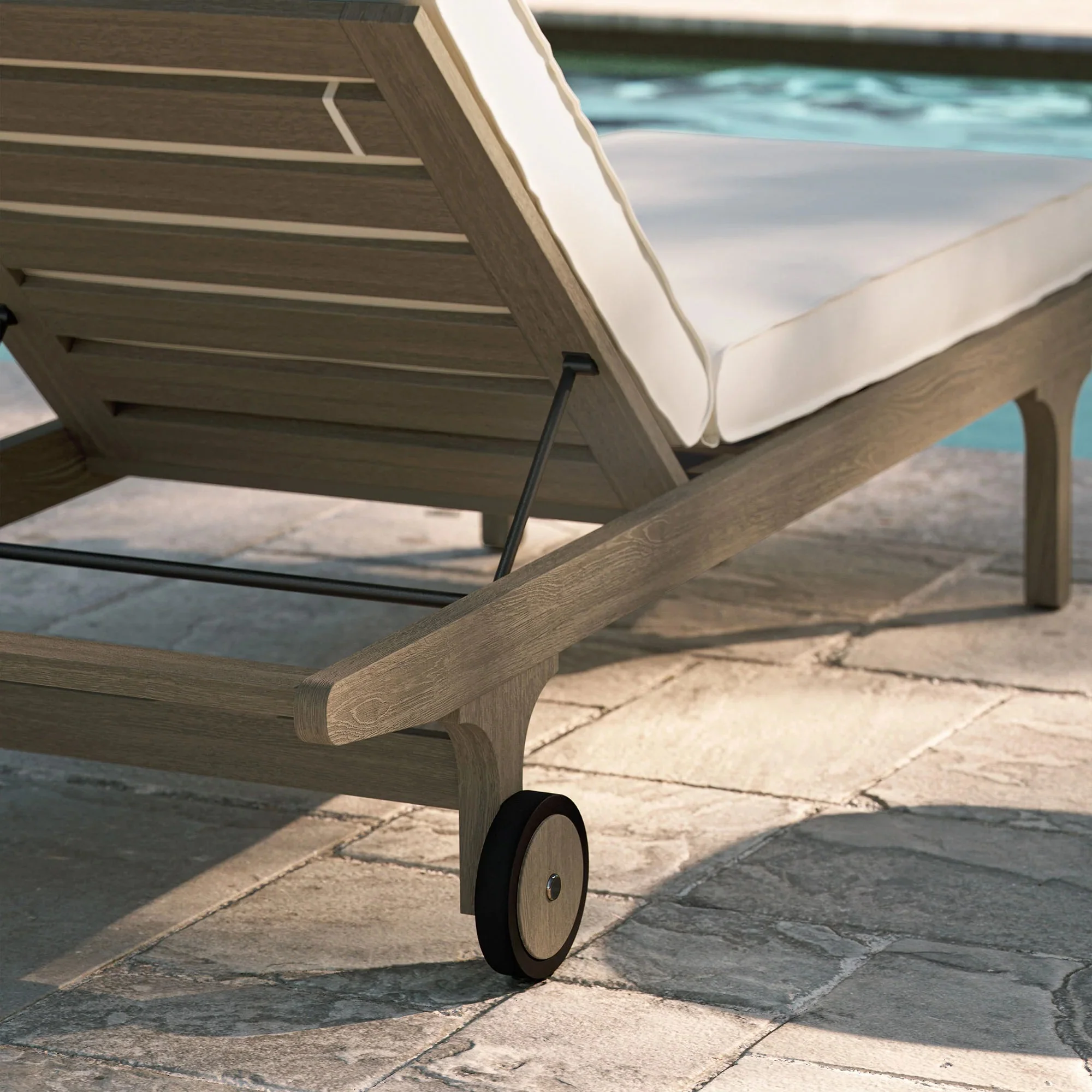 Saratoga Outdoor Teak Chaise Lounge Chair - Image 3