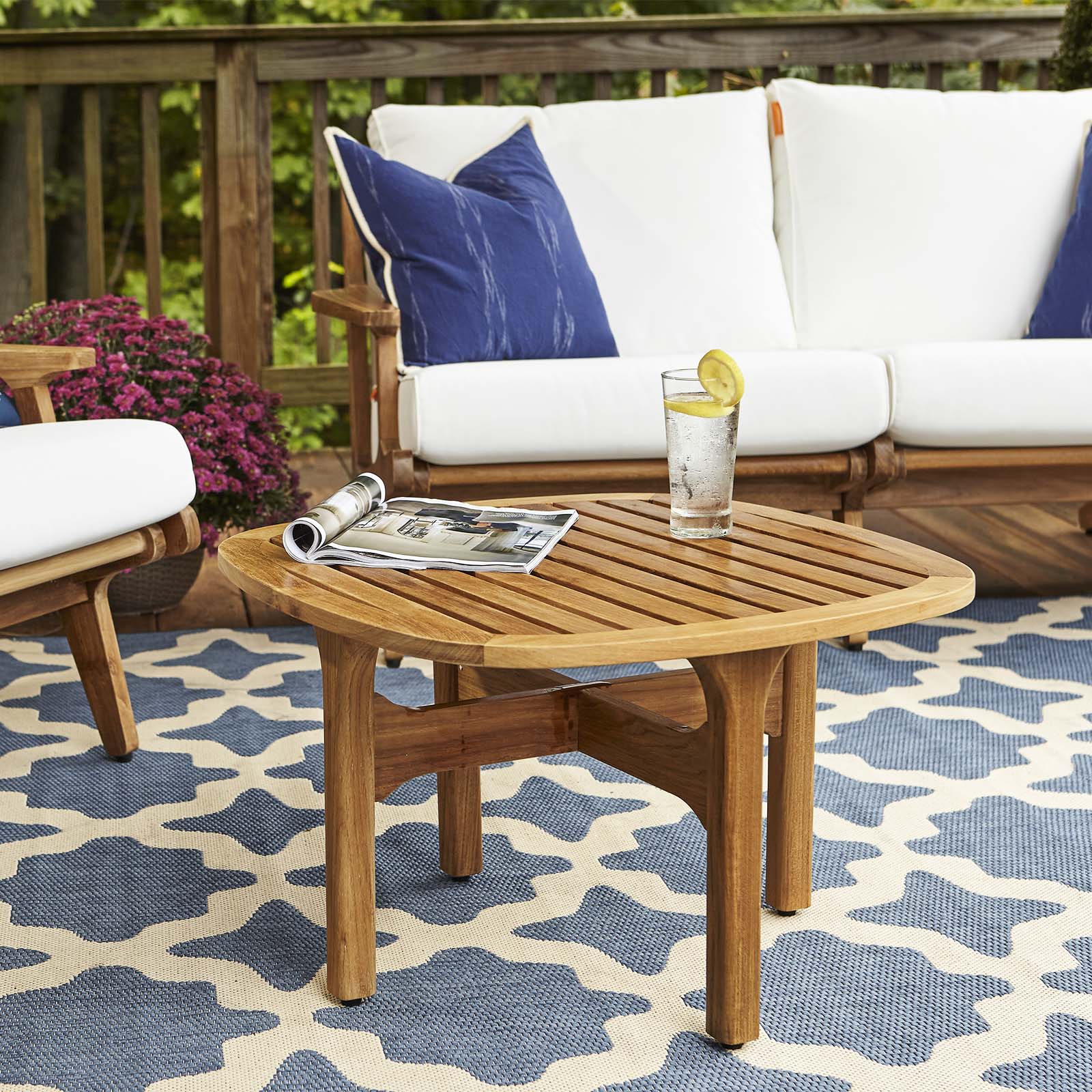 Saratoga Outdoor Patio Teak Coffee Table in Natural - Image 2