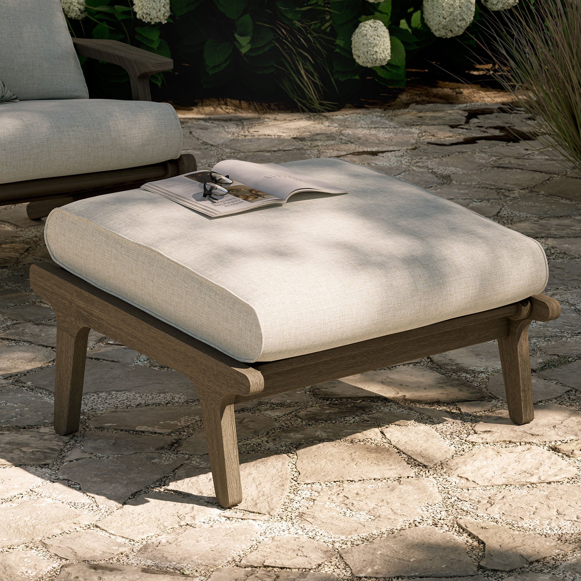 Saratoga Outdoor Teak Ottoman - Image 11