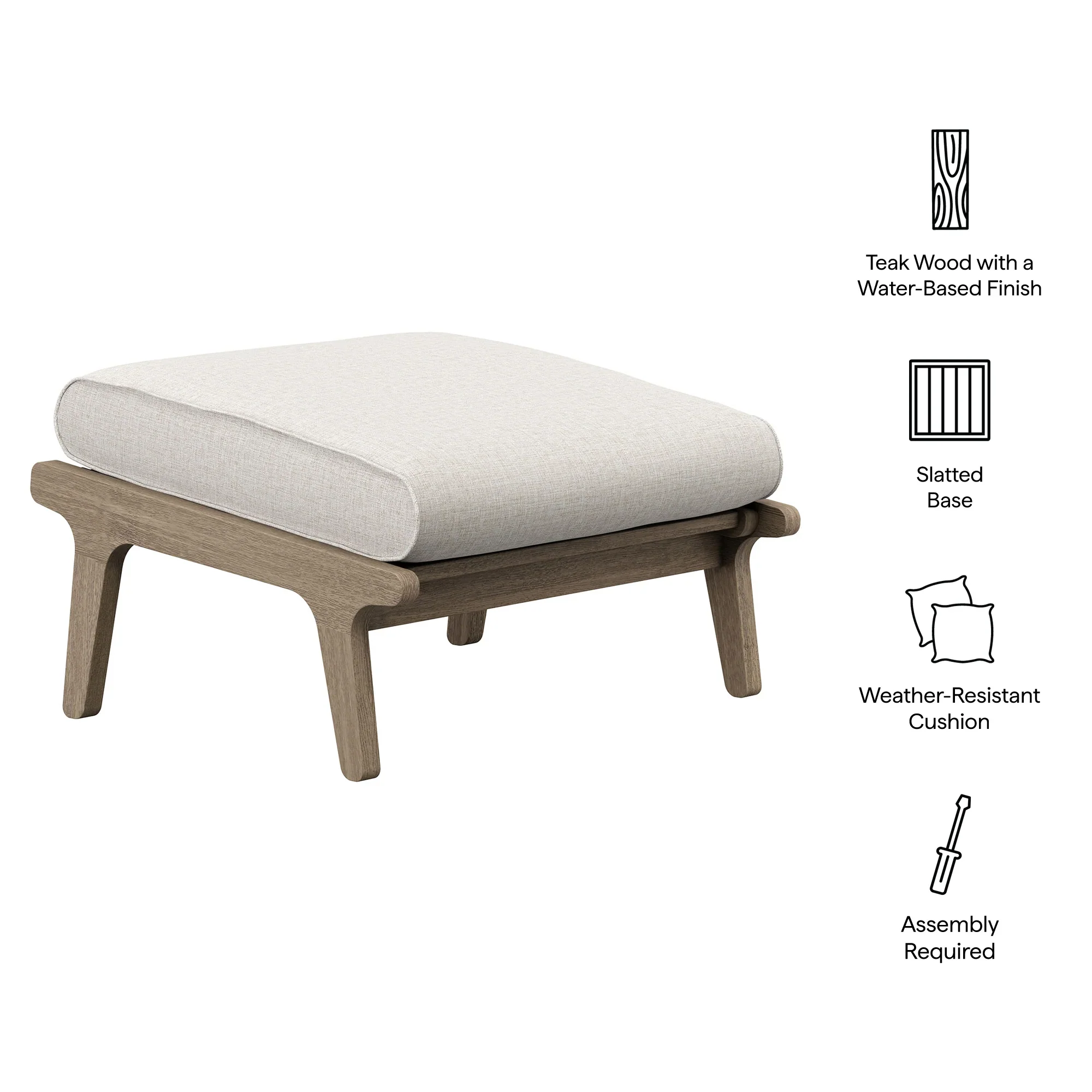 Saratoga Outdoor Teak Ottoman - Image 16