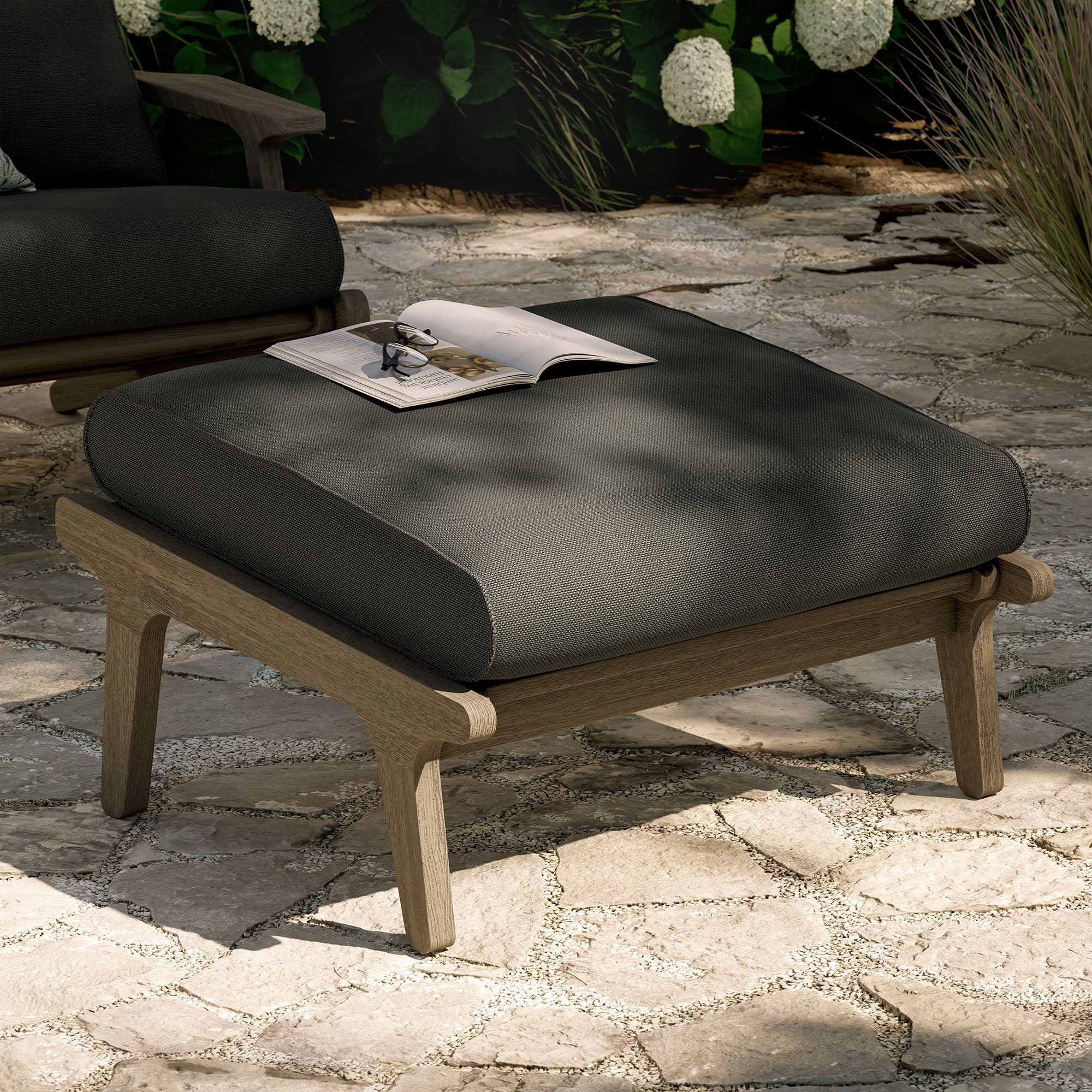 Saratoga Outdoor Teak Ottoman - Image 19
