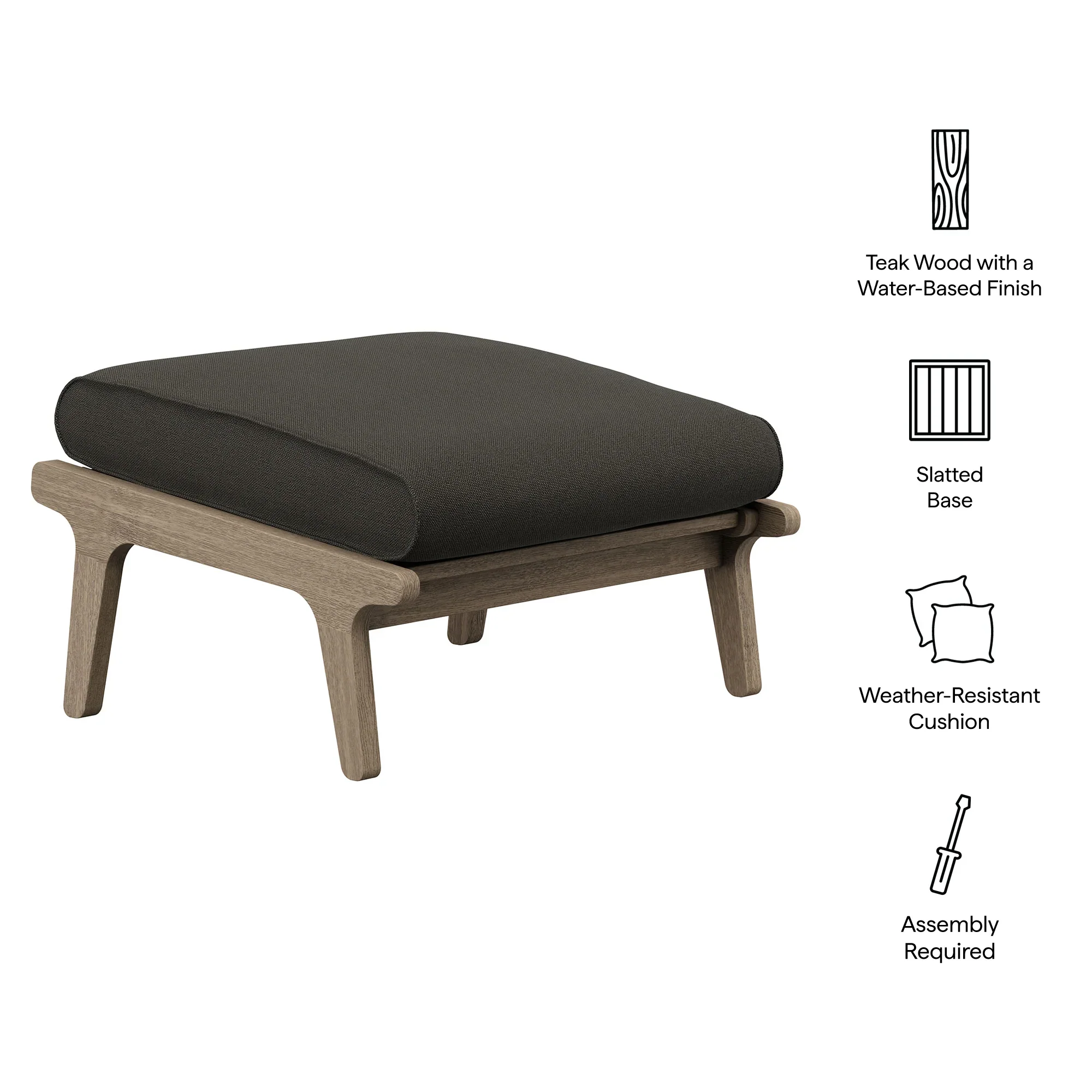 Saratoga Outdoor Teak Ottoman - Image 24