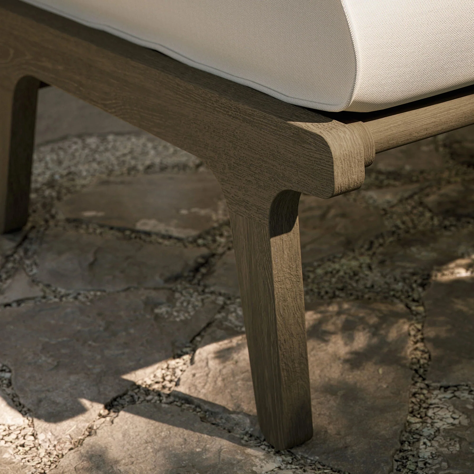 Saratoga Outdoor Teak Ottoman - Image 3