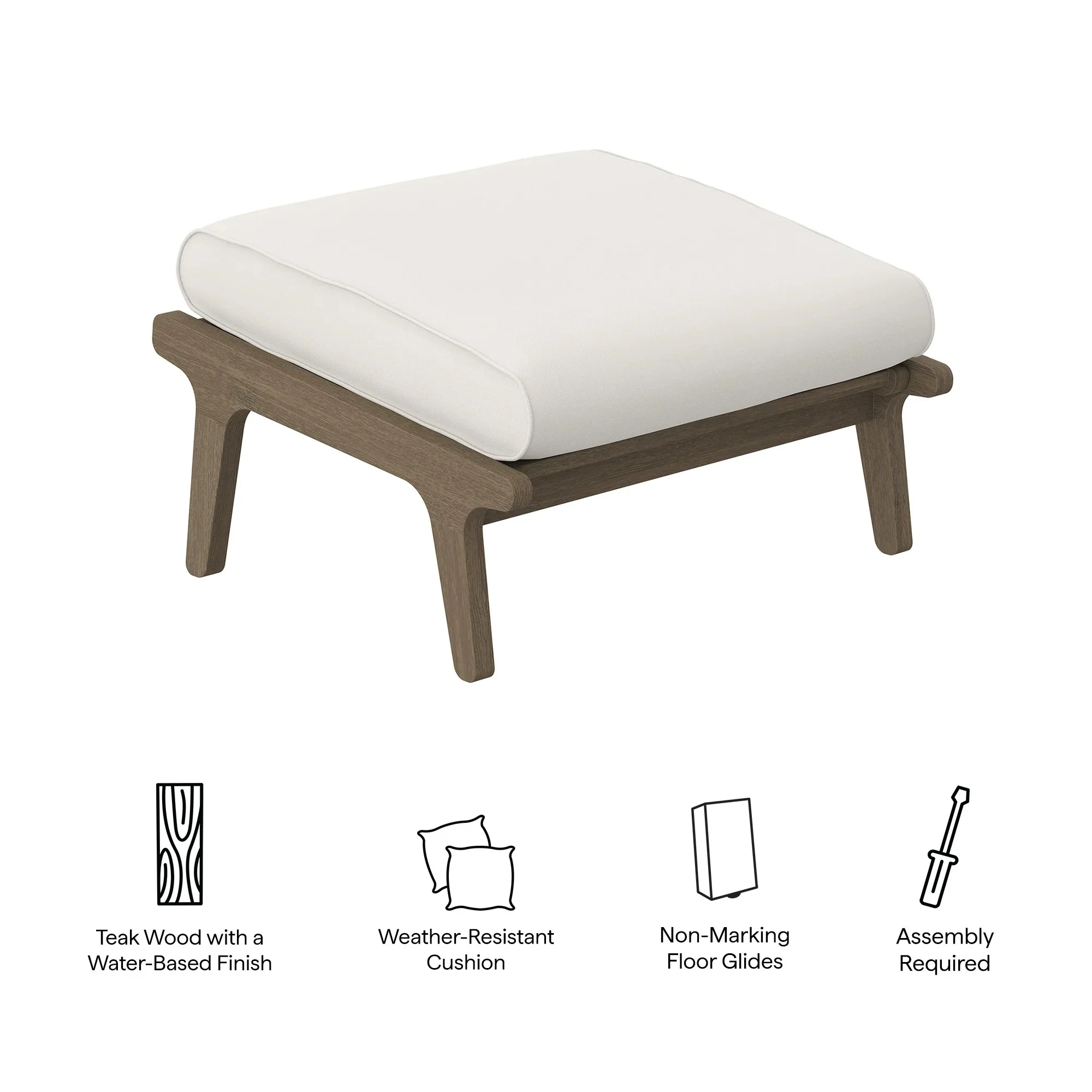 Saratoga Outdoor Teak Ottoman - Image 8