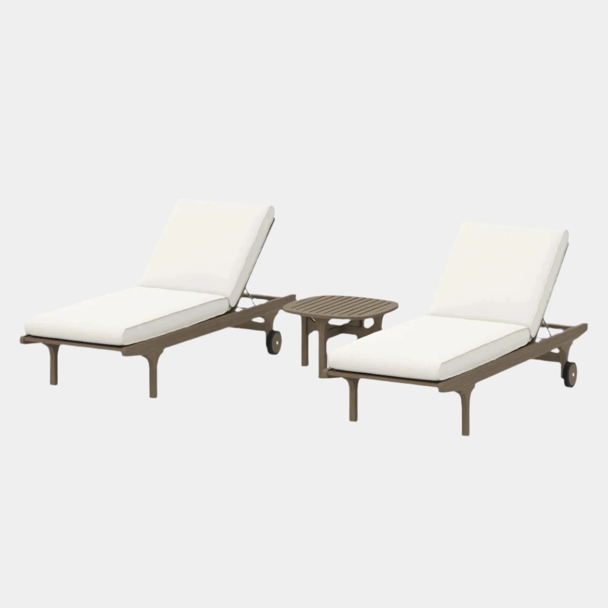 Saratoga Outdoor Teak Wood 3-Piece Chaise Lounge