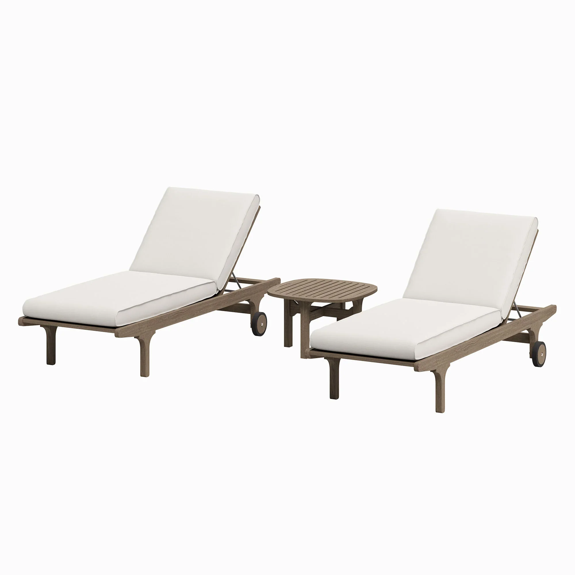 Saratoga Outdoor Teak Wood 3-Piece Chaise Lounge - Image 4