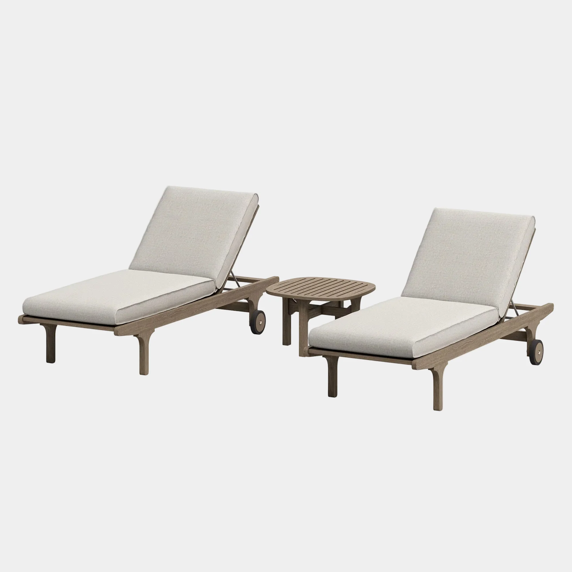 Saratoga Outdoor Teak Wood 3-Piece Chaise Lounge - Image 9