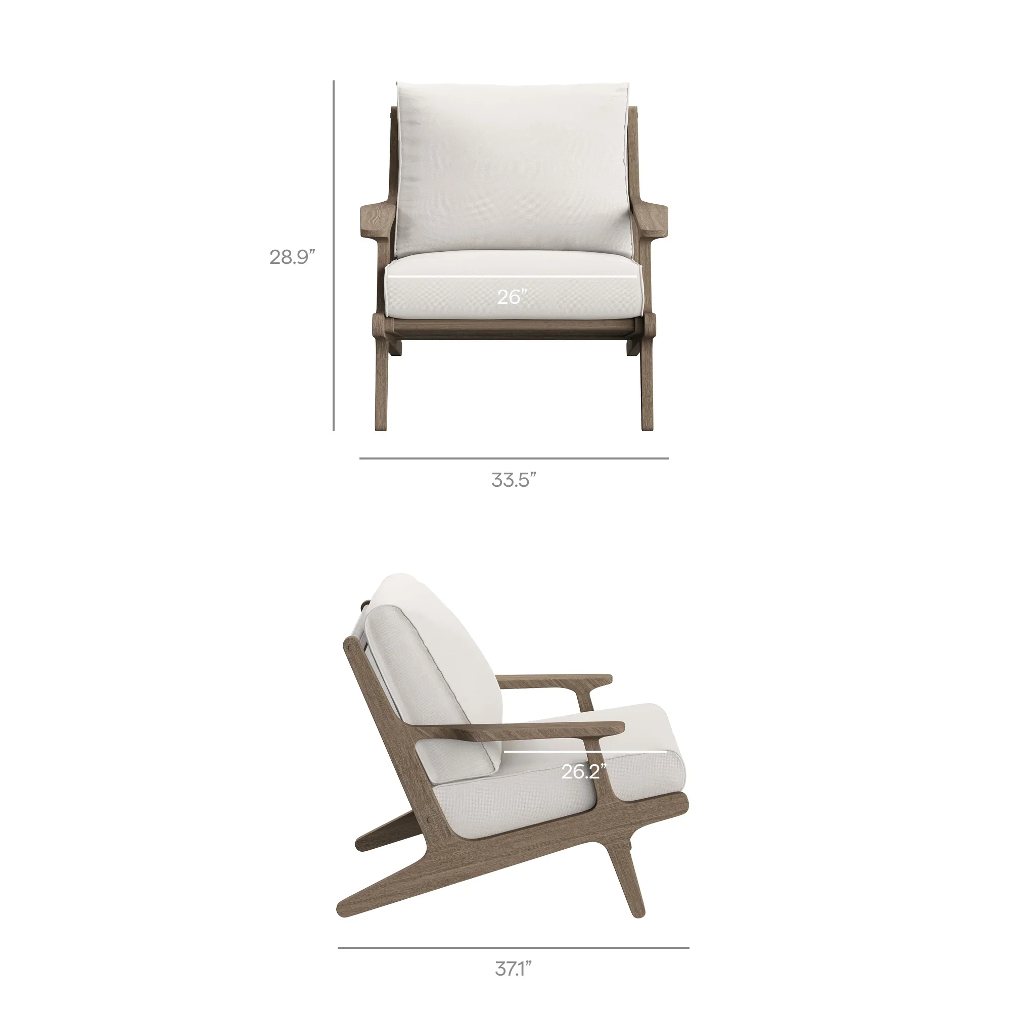 Saratoga Outdoor Patio Teak Wood Chair and Ottoman Set in Weathered - Image 11