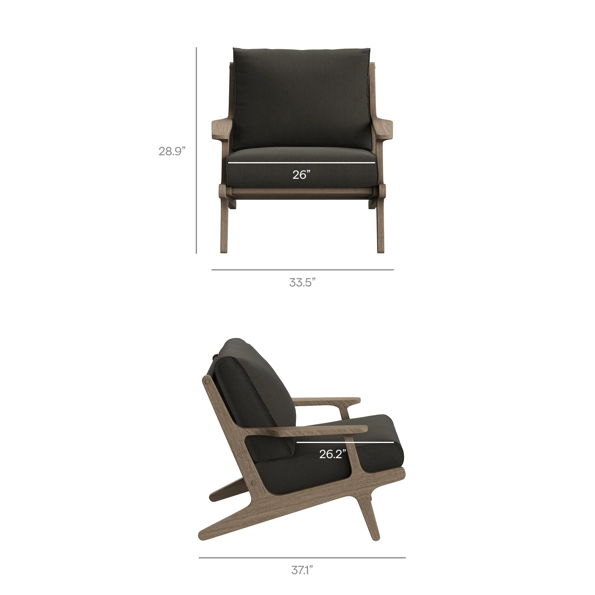 Saratoga Outdoor Patio Teak Wood Chair and Ottoman Set in Weathered - Image 33