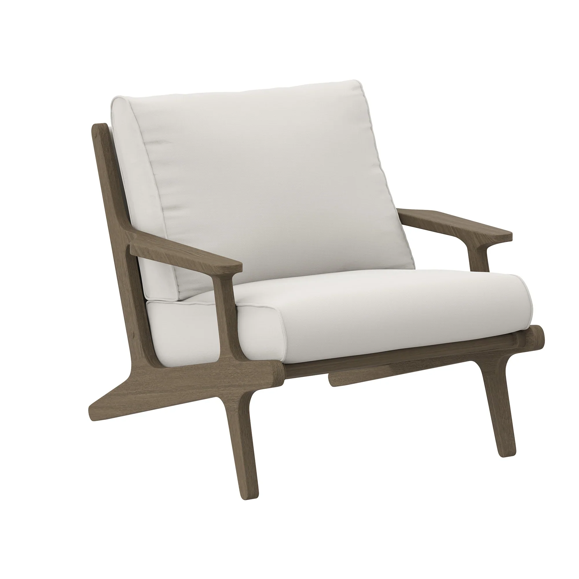 Saratoga Outdoor Patio Teak Wood Chair and Ottoman Set in Weathered - Image 4