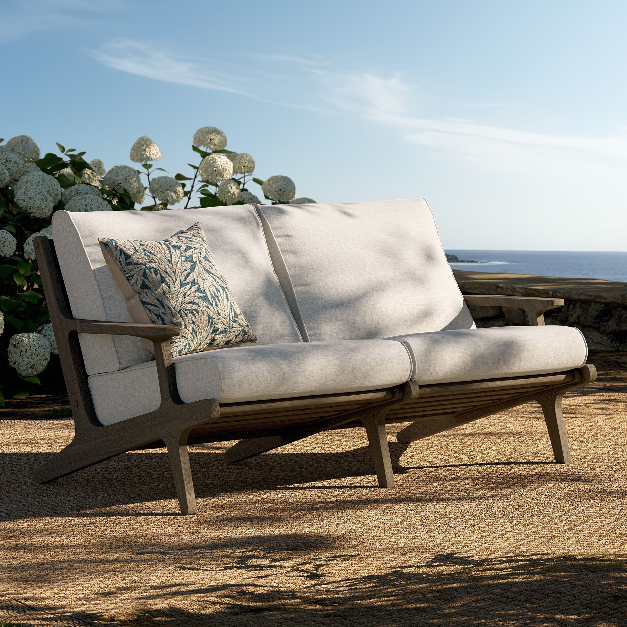Saratoga Outdoor Teak Wood Loveseat - Image 11