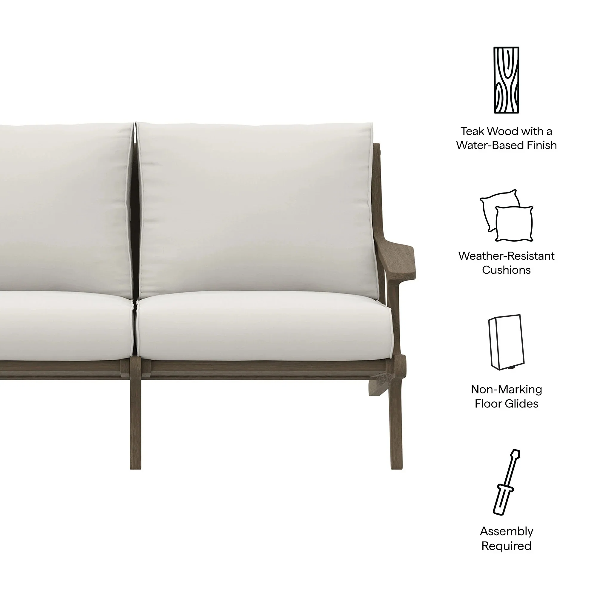 Saratoga Outdoor Teak Wood Loveseat - Image 8