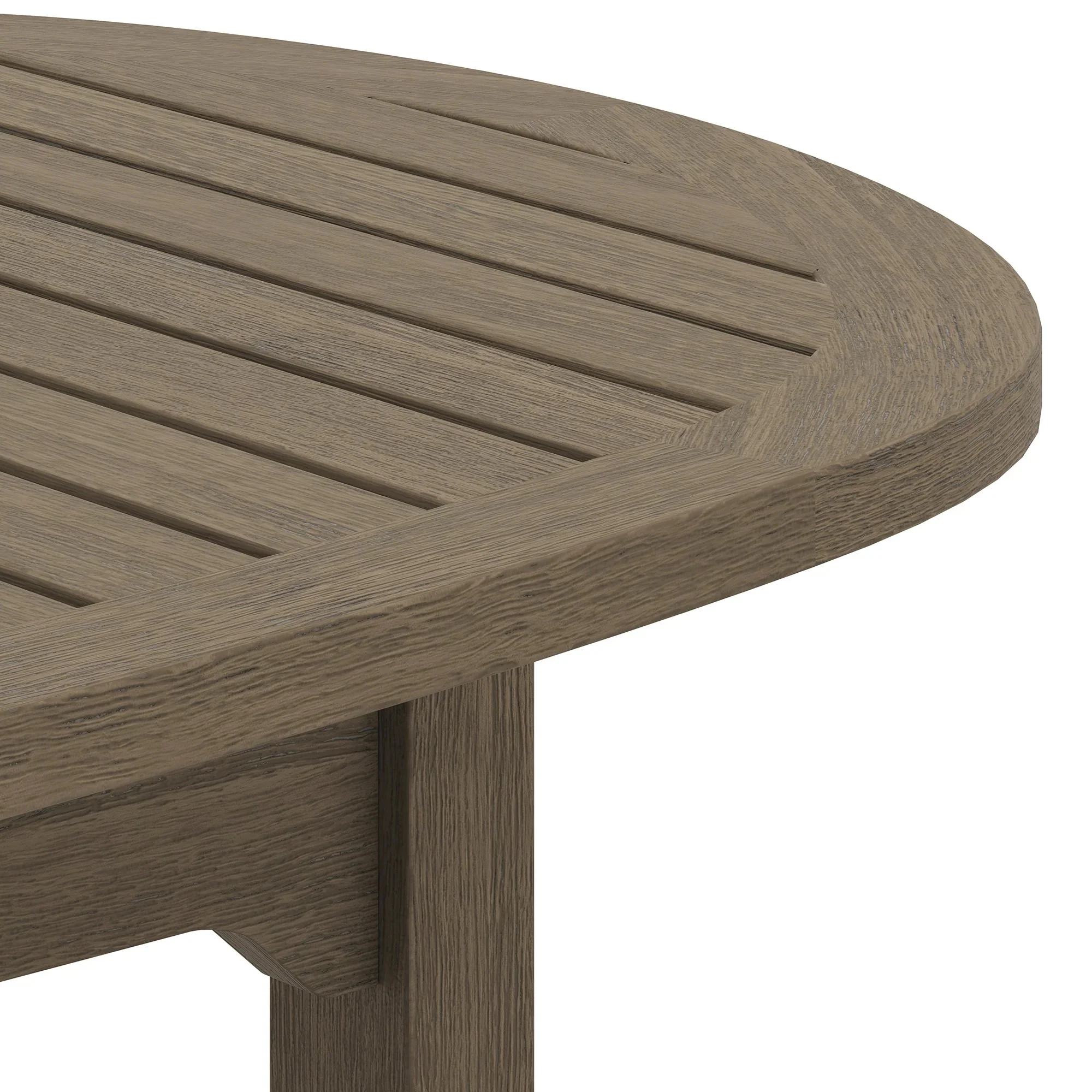 Saratoga Oval Outdoor Patio Teak Wood Coffee Table in Weathered Gray - Image 8