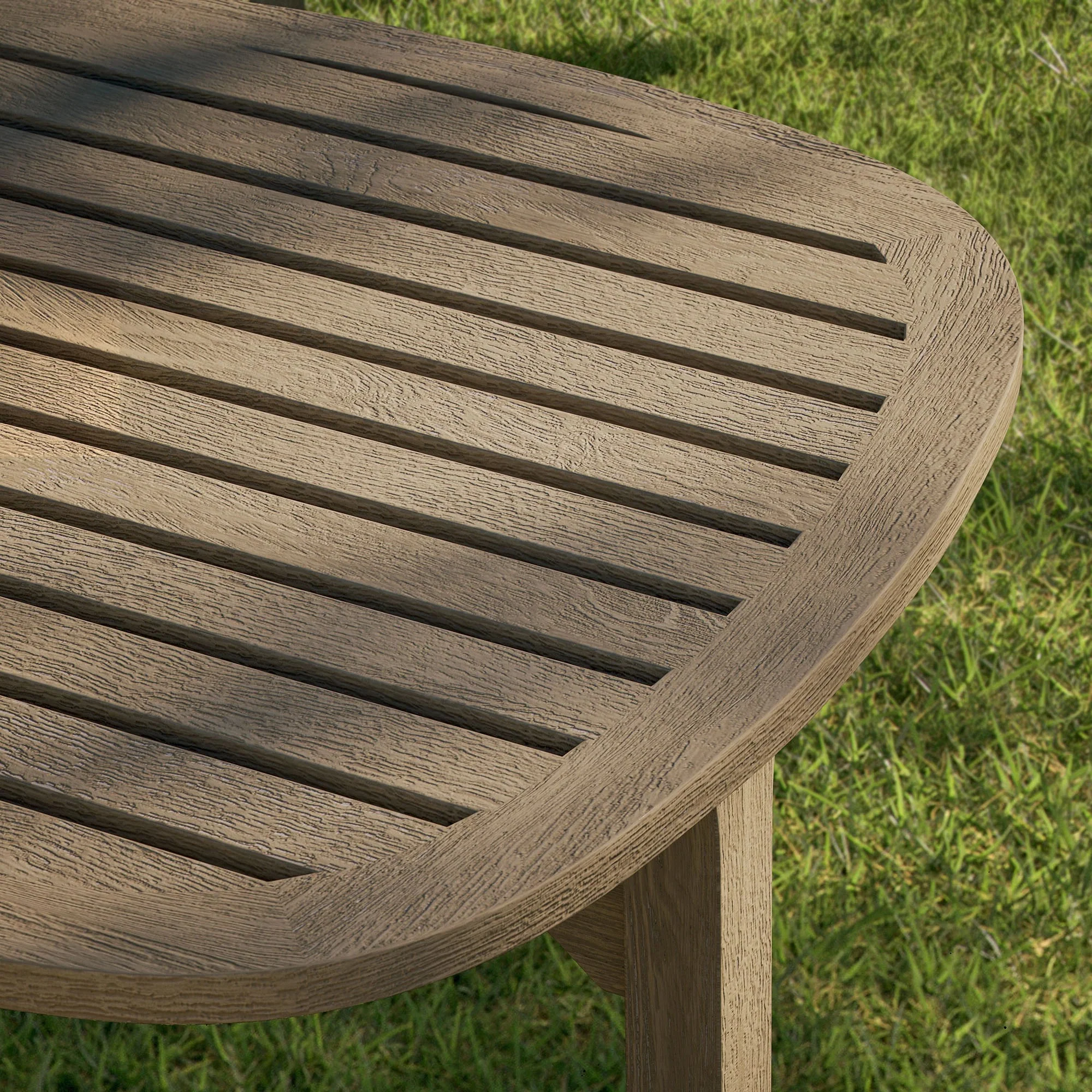 Saratoga Square Outdoor Patio Teak Wood Side Table in Weathered Gray - Image 3