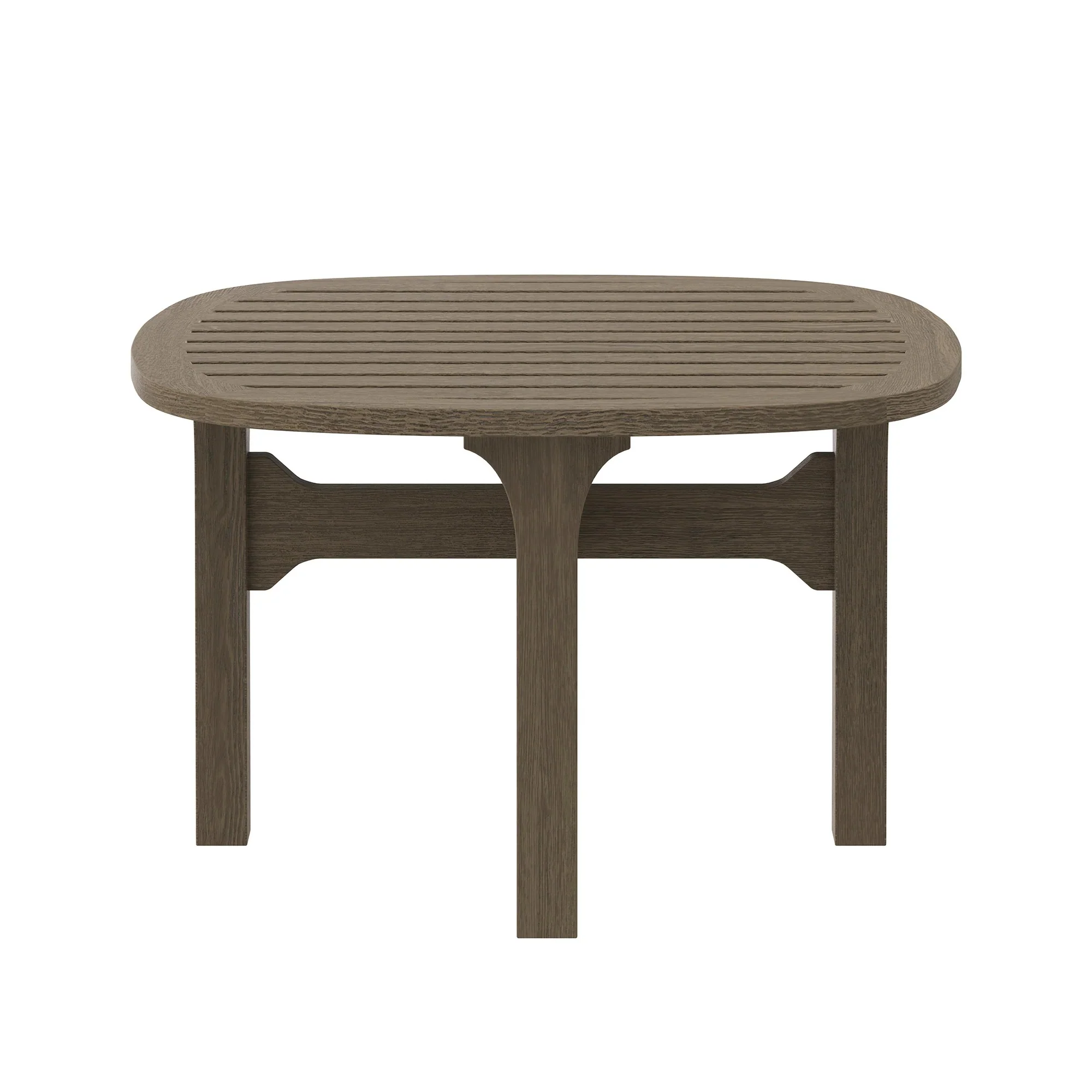 Saratoga Square Outdoor Patio Teak Wood Side Table in Weathered Gray - Image 4