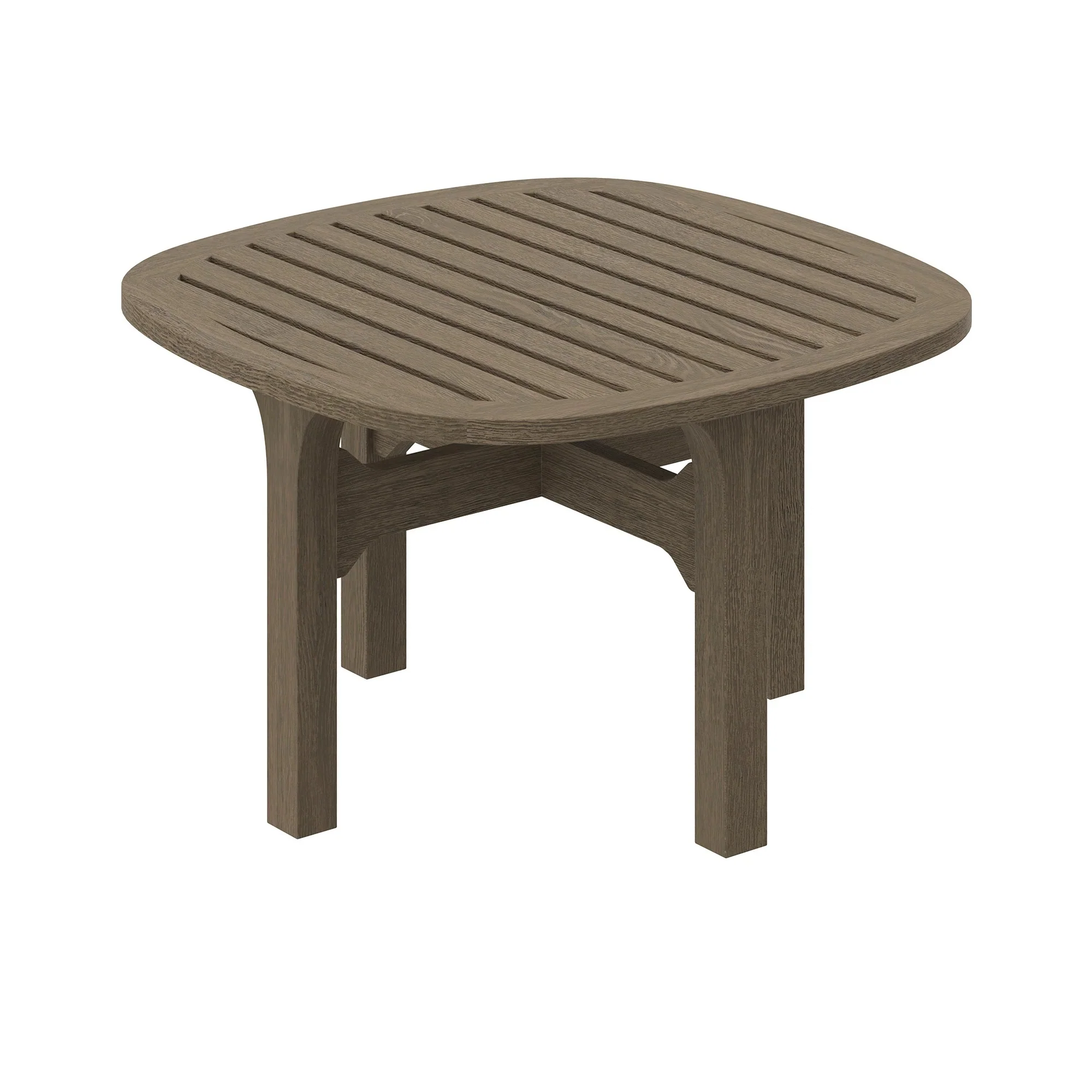 Saratoga Square Outdoor Patio Teak Wood Side Table in Weathered Gray - Image 5