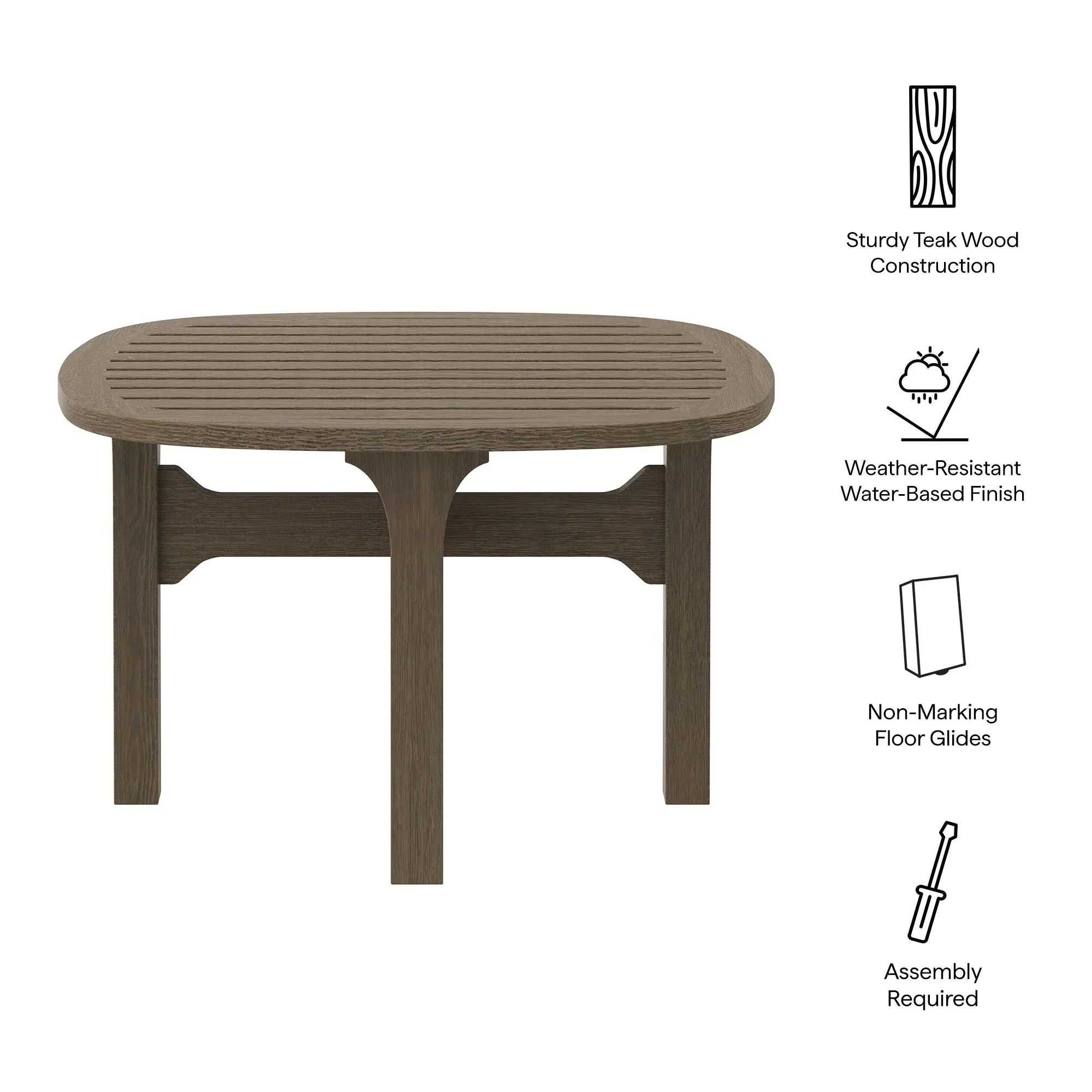Saratoga Square Outdoor Patio Teak Wood Side Table in Weathered Gray - Image 8