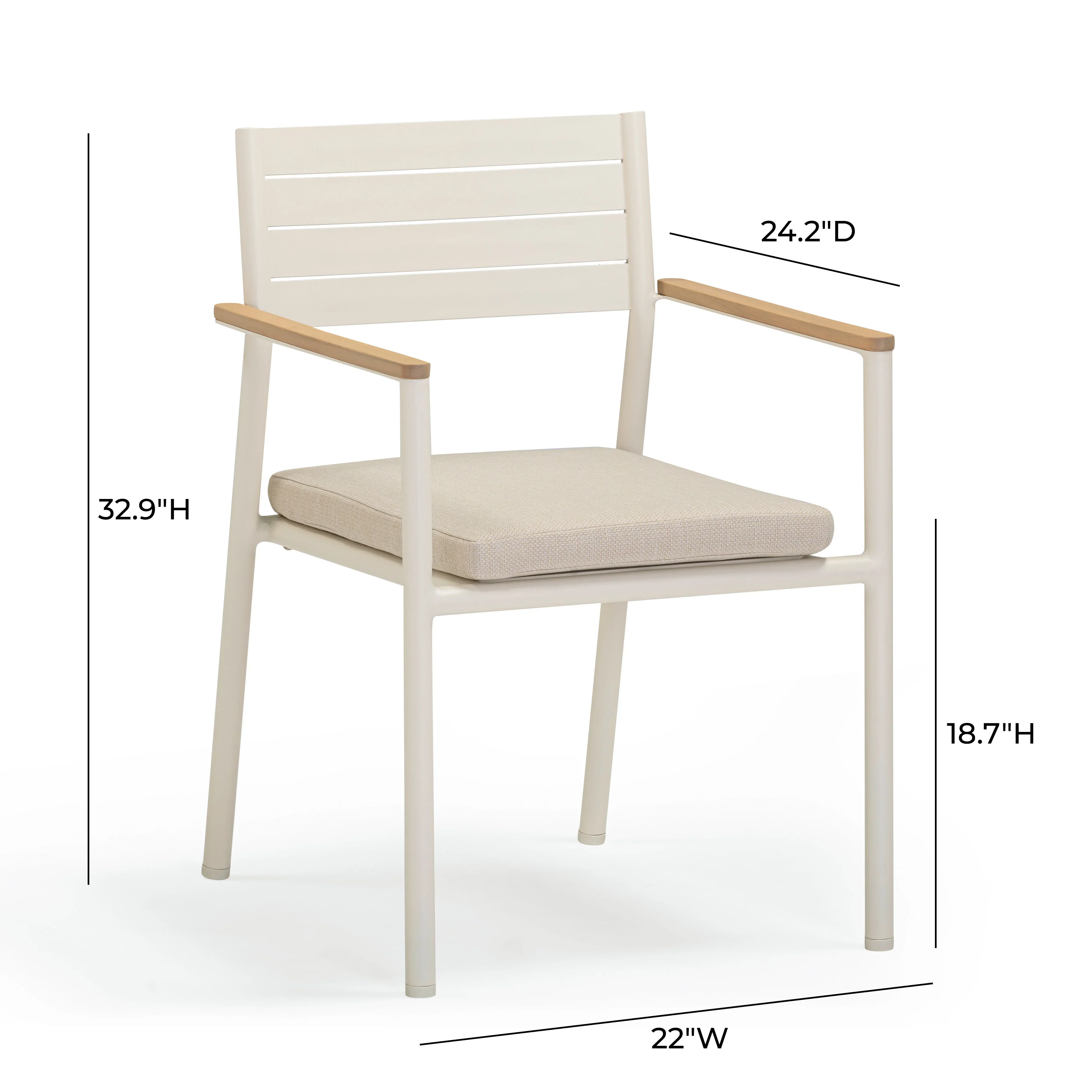 Sardinia Cream Performance Fabric Outdoor Dining Chair - Set of 2 - Image 8