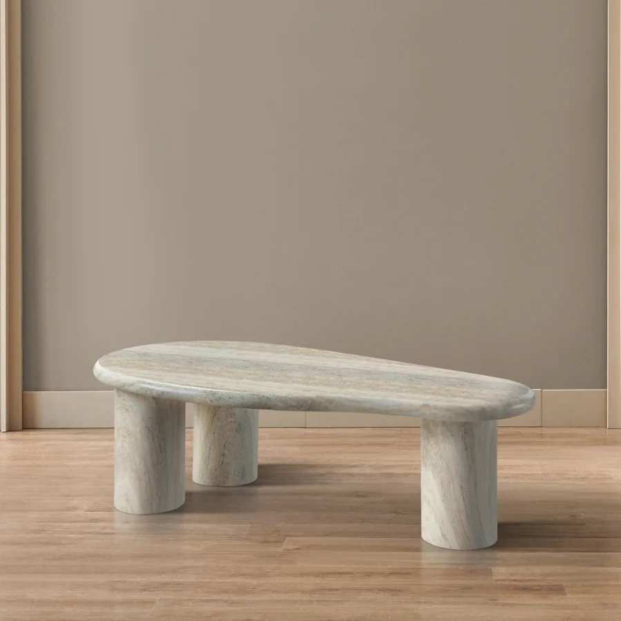 Sassari Travertine Finish Indoor / Outdoor Concrete Coffee Table - Image 3