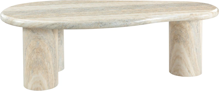 Sassari Travertine Finish Indoor / Outdoor Concrete Coffee Table - Image 4