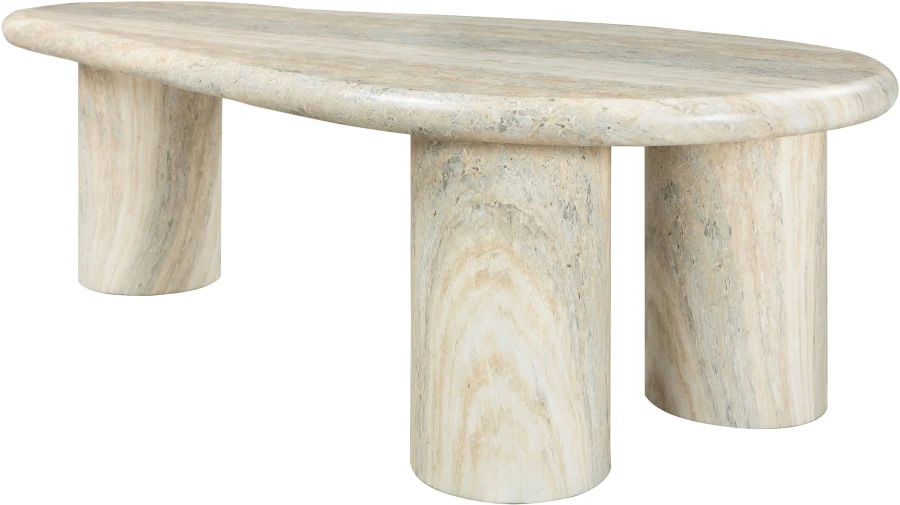 Sassari Travertine Finish Indoor / Outdoor Concrete Coffee Table - Image 5