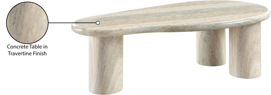 Sassari Travertine Finish Indoor / Outdoor Concrete Coffee Table - Image 7