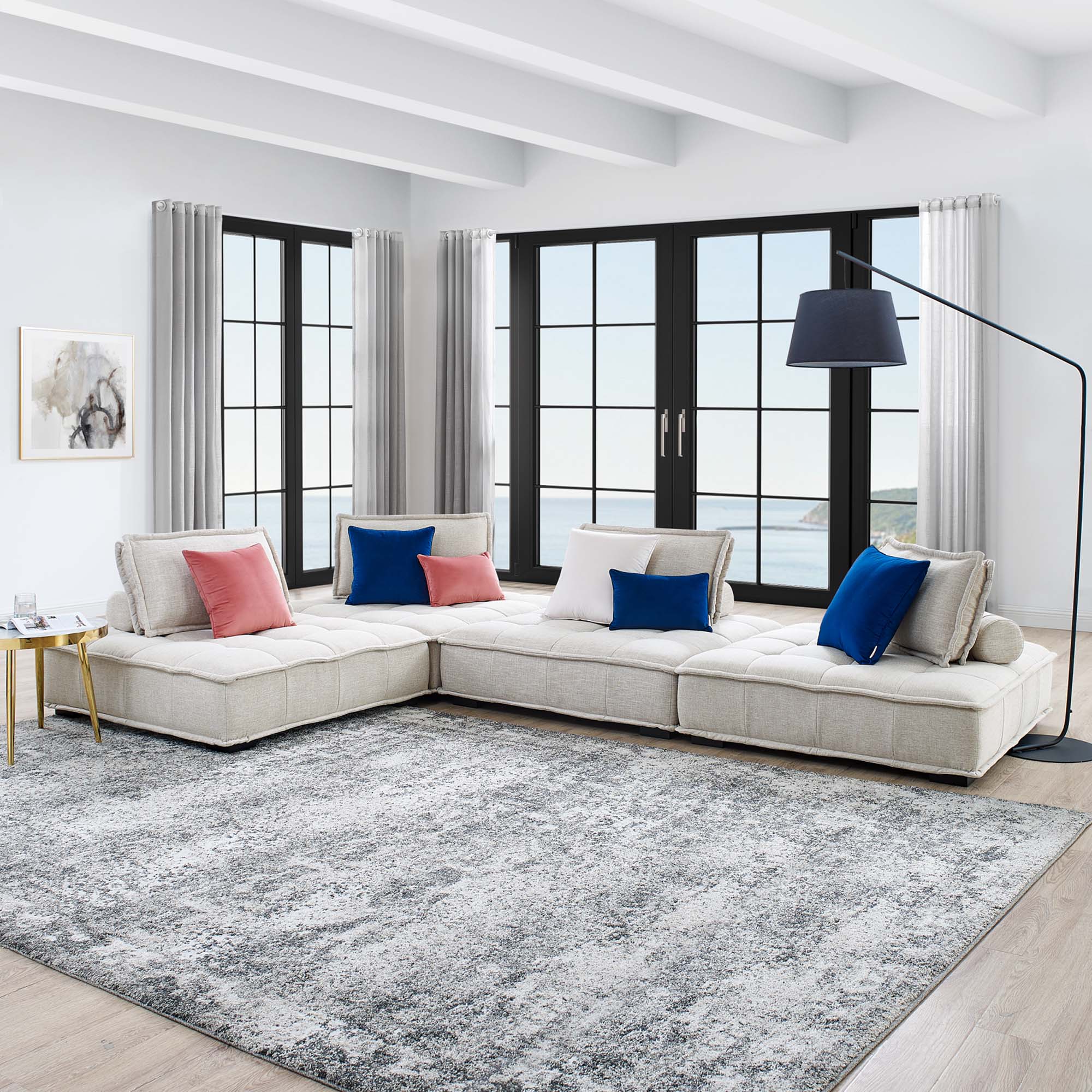 Saunter 4-Piece Tufted Fabric Fabric Sectional Sofa - Image 2