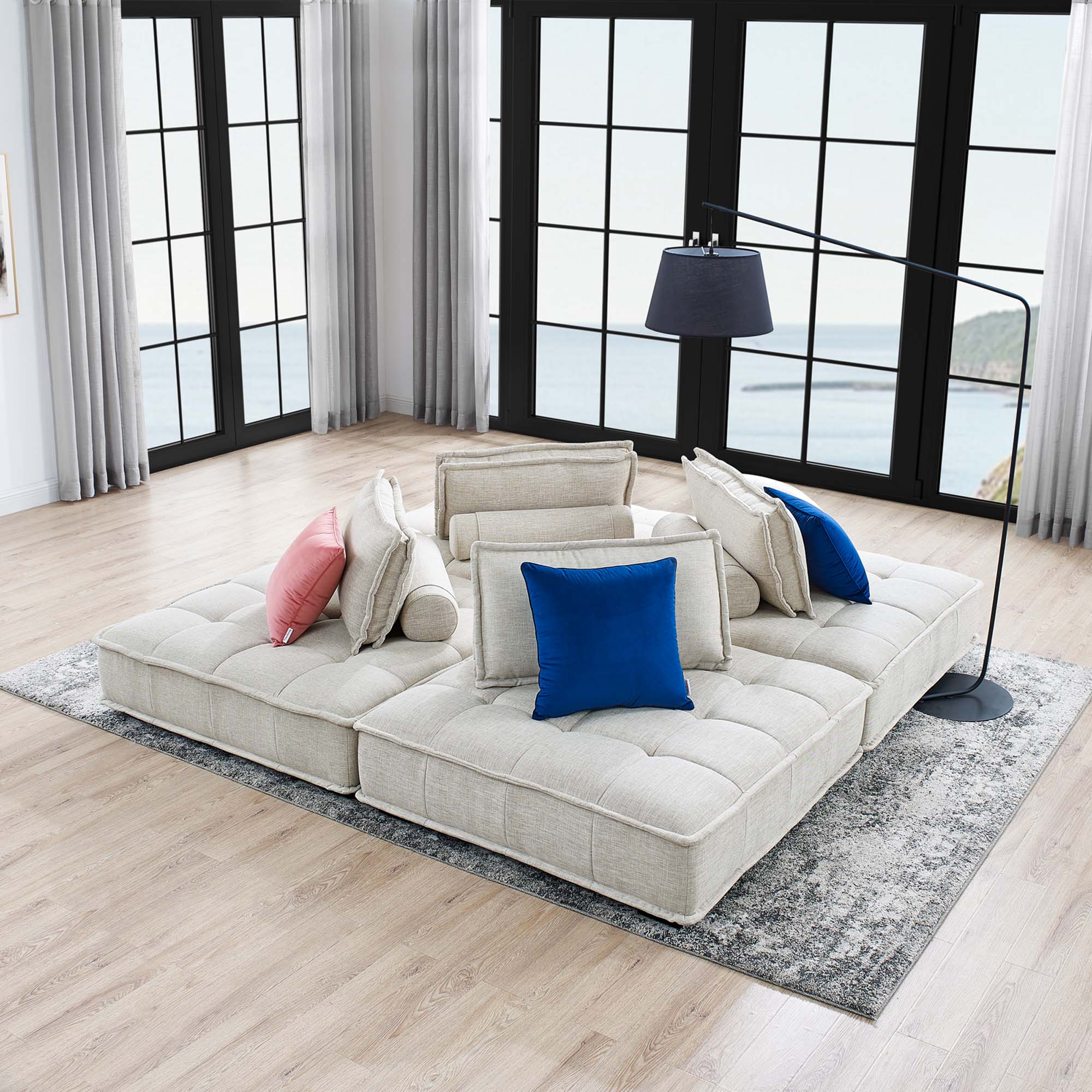 Saunter 4-Piece Tufted Fabric Fabric Sectional Sofa - Image 3
