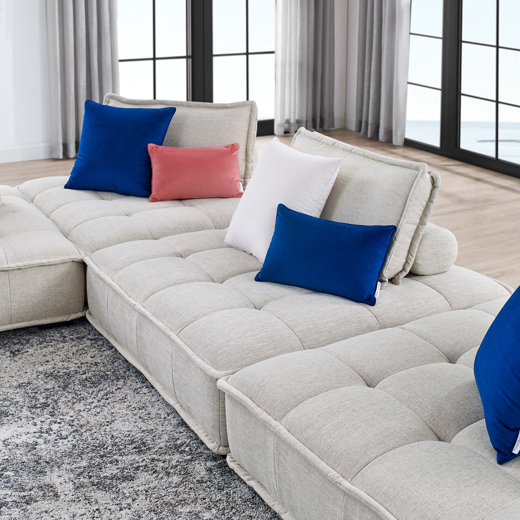 Saunter 4-Piece Tufted Fabric Fabric Sectional Sofa - Image 4