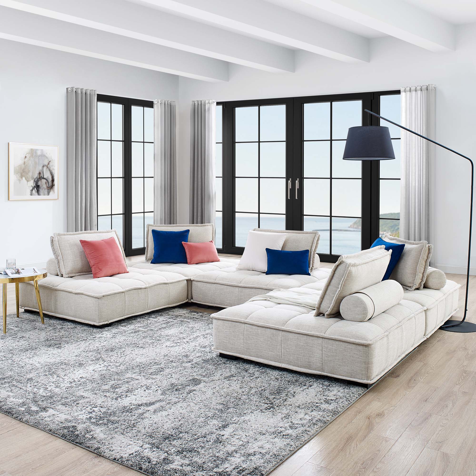 Saunter 5-Piece Tufted Fabric Fabric Sectional Sofa - Image 2