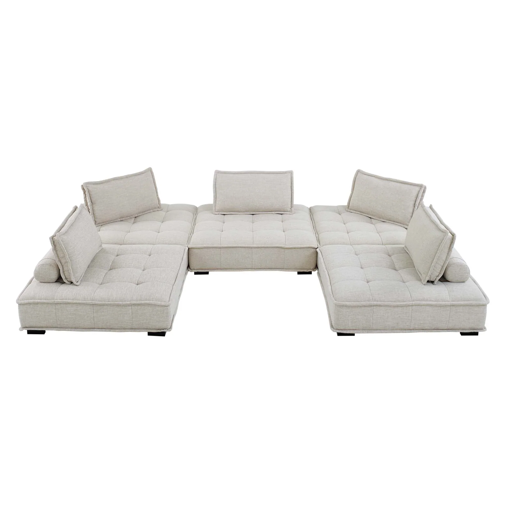 Saunter 5-Piece Tufted Fabric Fabric Sectional Sofa - Image 4