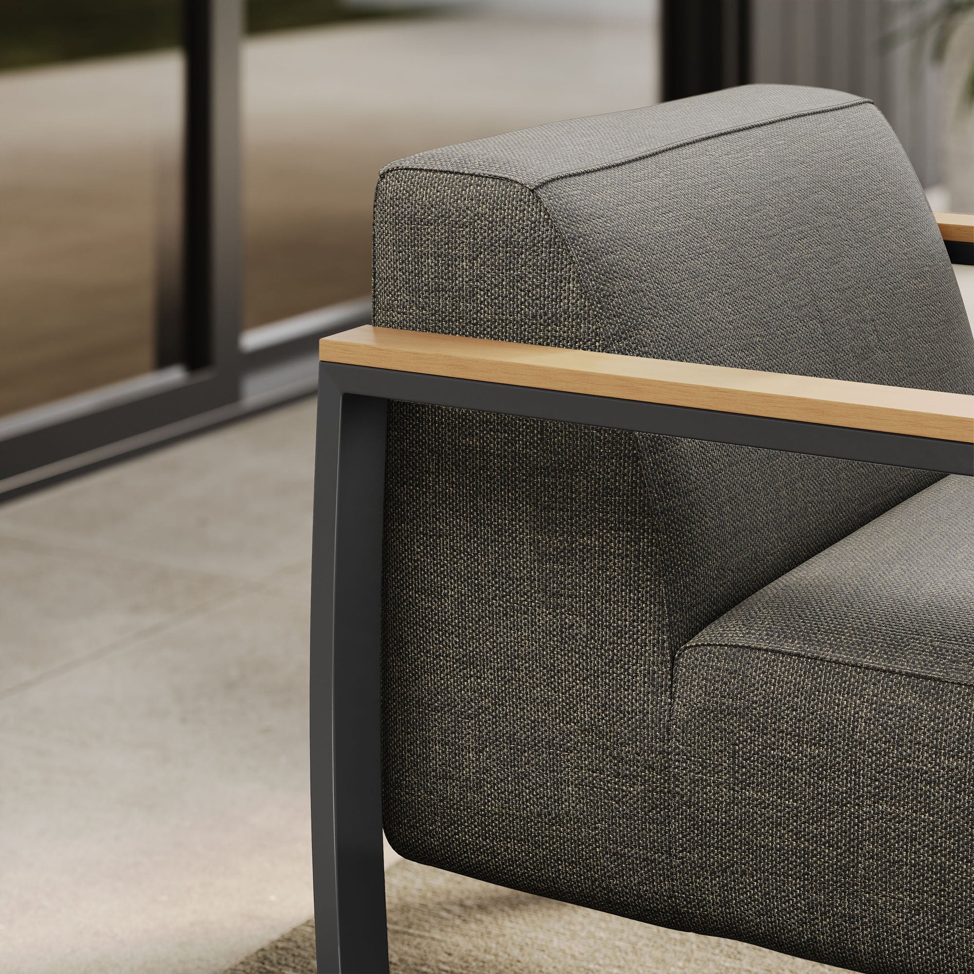 Sauve Outdoor Patio Aluminum and Fabric Armchair - Image 12