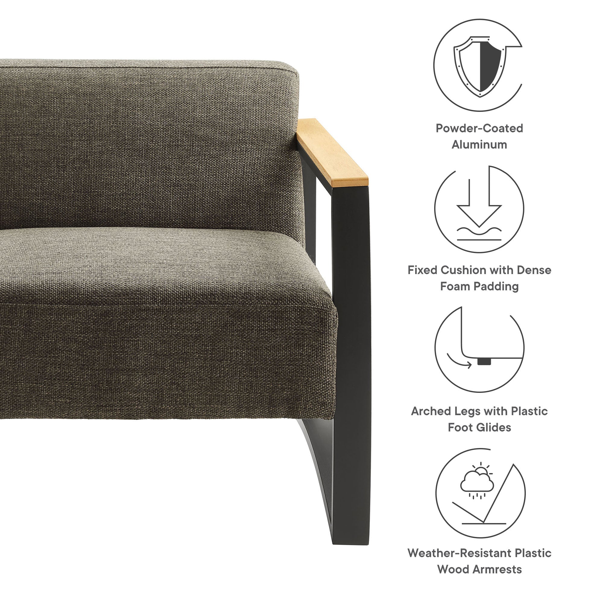 Sauve Outdoor Patio Aluminum and Fabric Armchair - Image 17