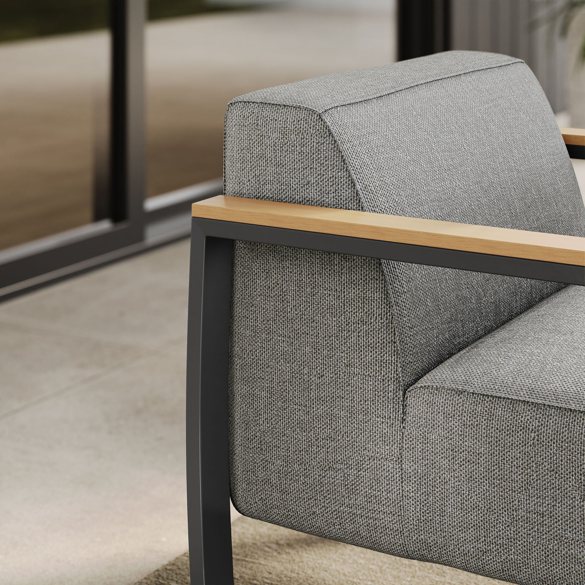 Sauve Outdoor Patio Aluminum and Fabric Armchair - Image 3