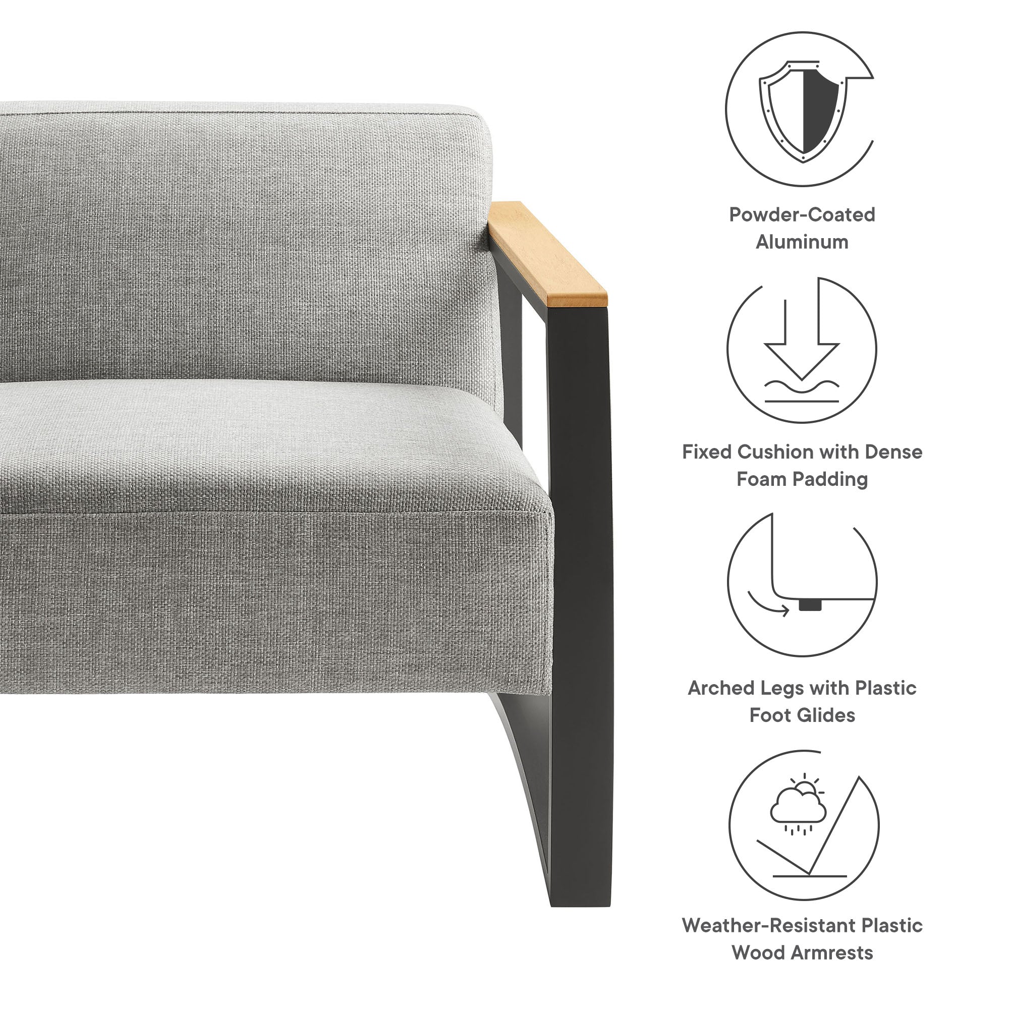 Sauve Outdoor Patio Aluminum and Fabric Armchair - Image 8