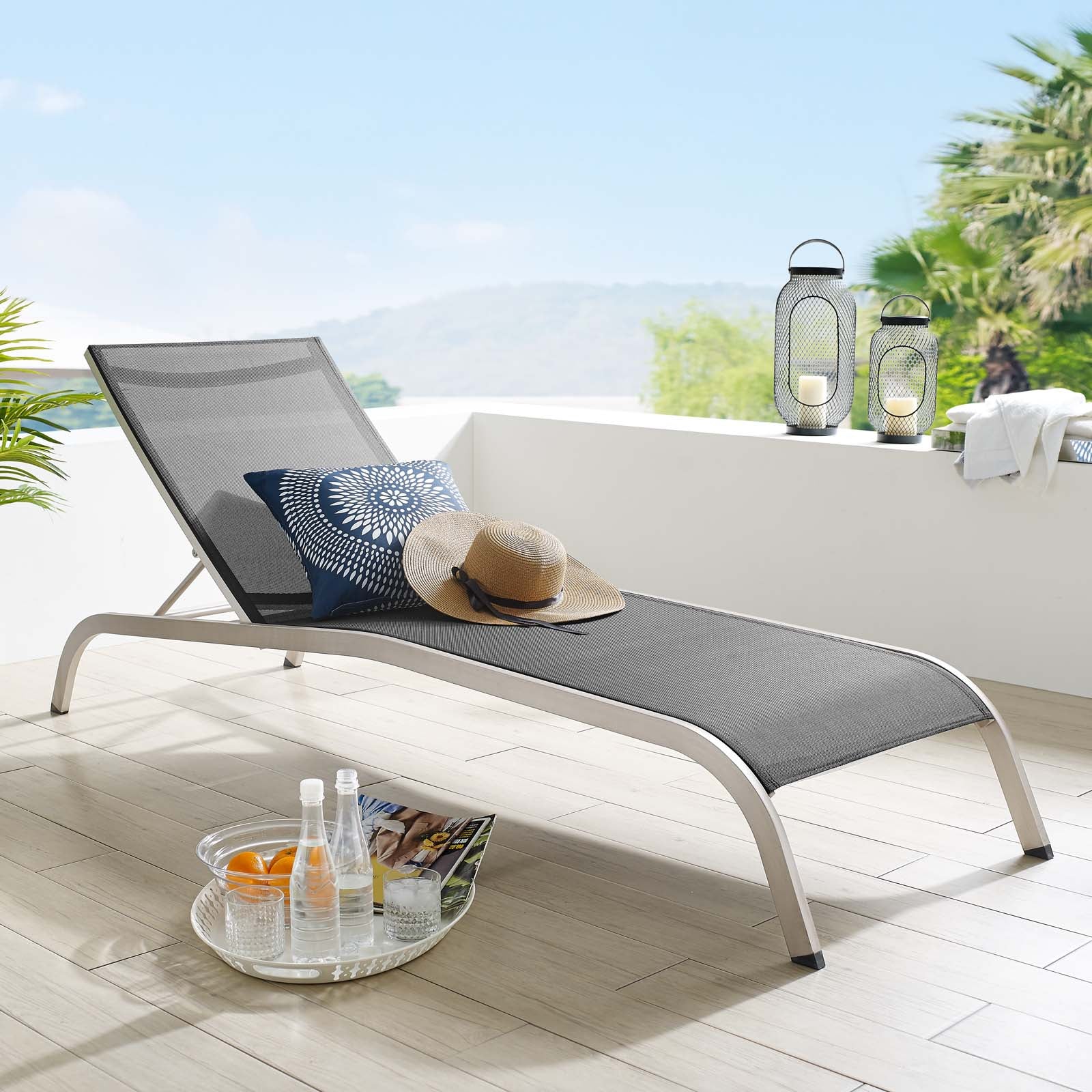 Savannah Mesh Chaise Outdoor Patio Aluminum Lounge Chair - Image 2