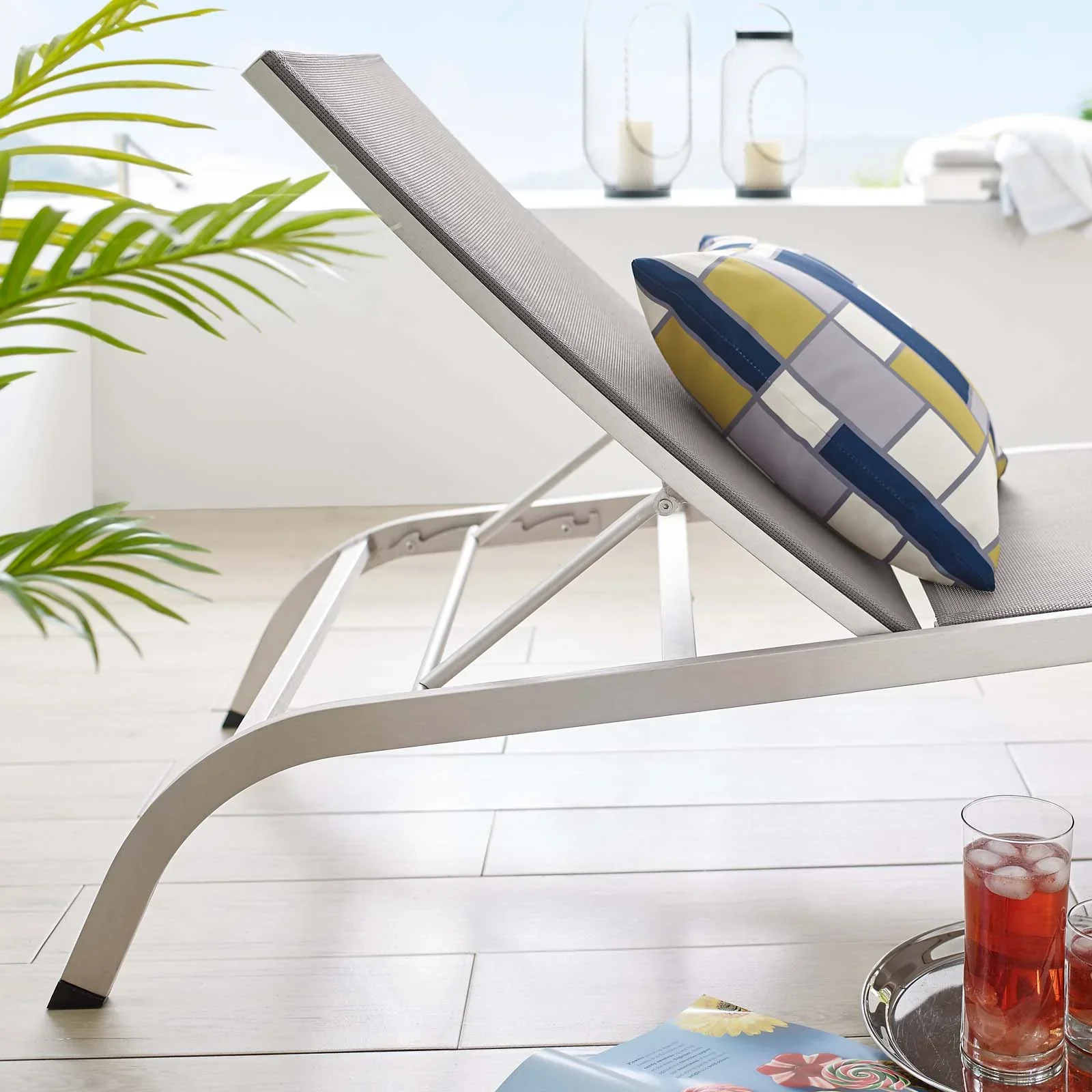 Savannah Mesh Chaise Outdoor Patio Aluminum Lounge Chair - Image 8