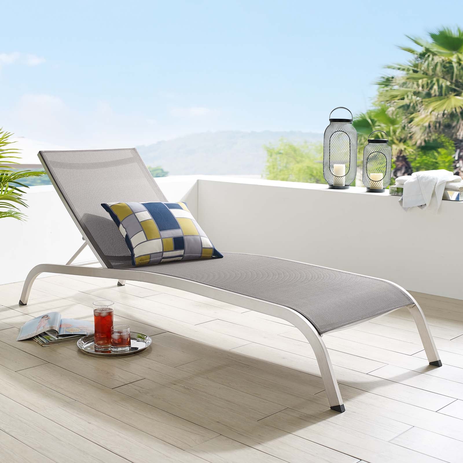 Savannah Mesh Chaise Outdoor Patio Aluminum Lounge Chair - Image 9