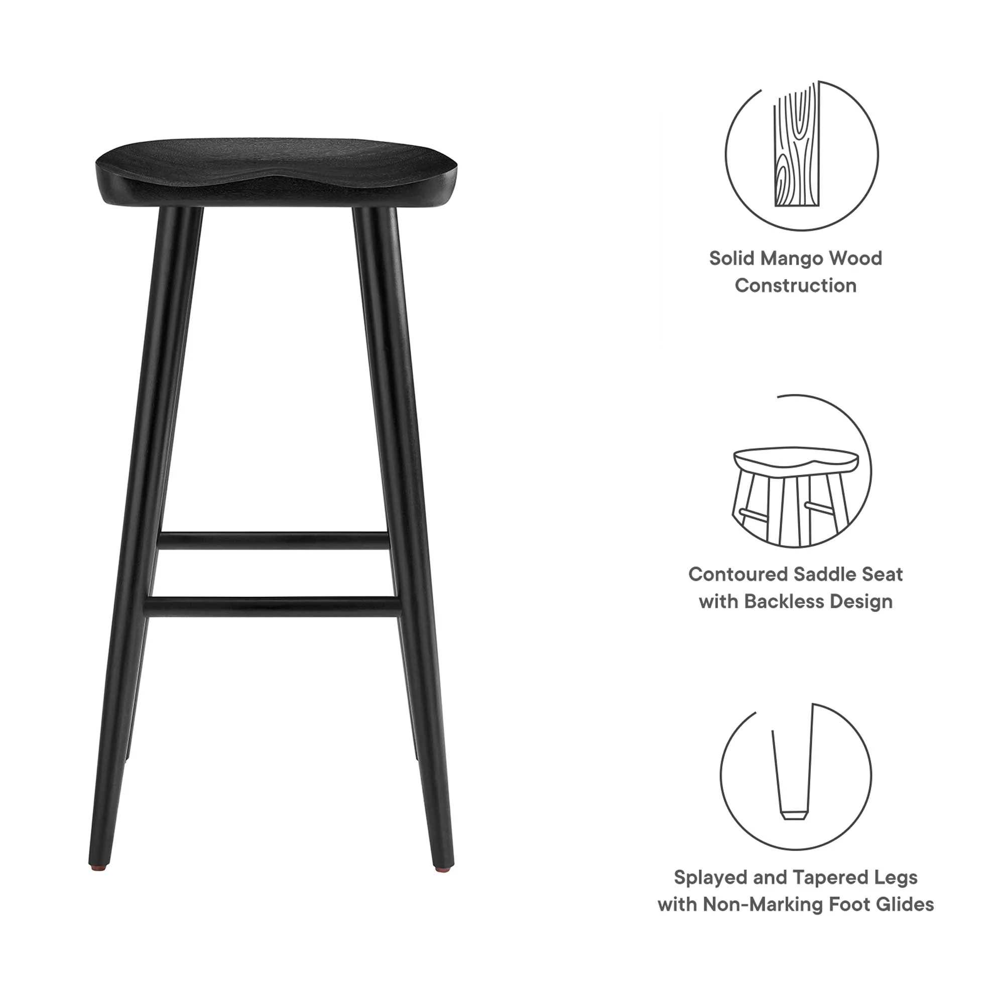 Saville Backless Wood Bar Stools Set of 2 - Image 19