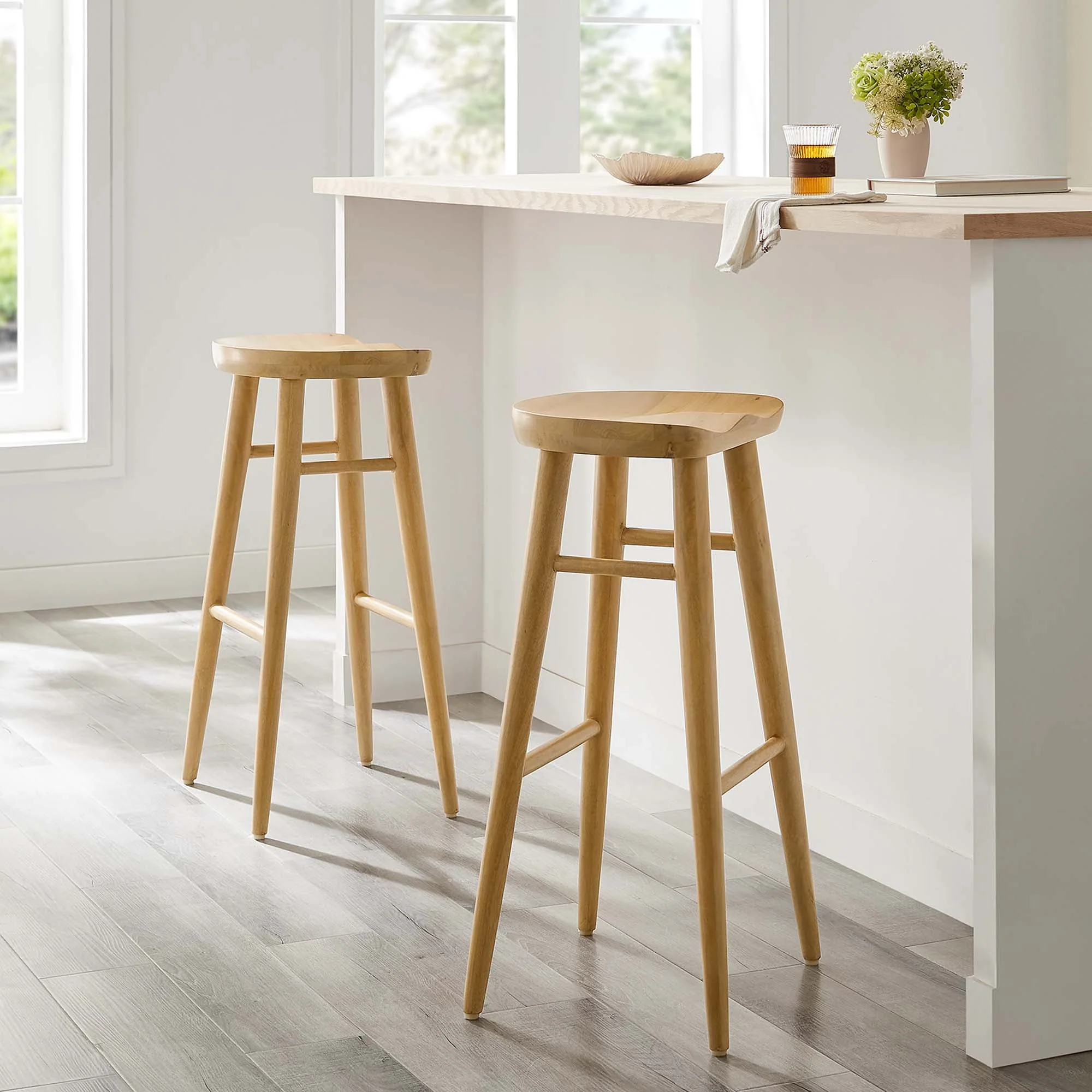 Saville Backless Wood Bar Stools Set of 2 - Image 21